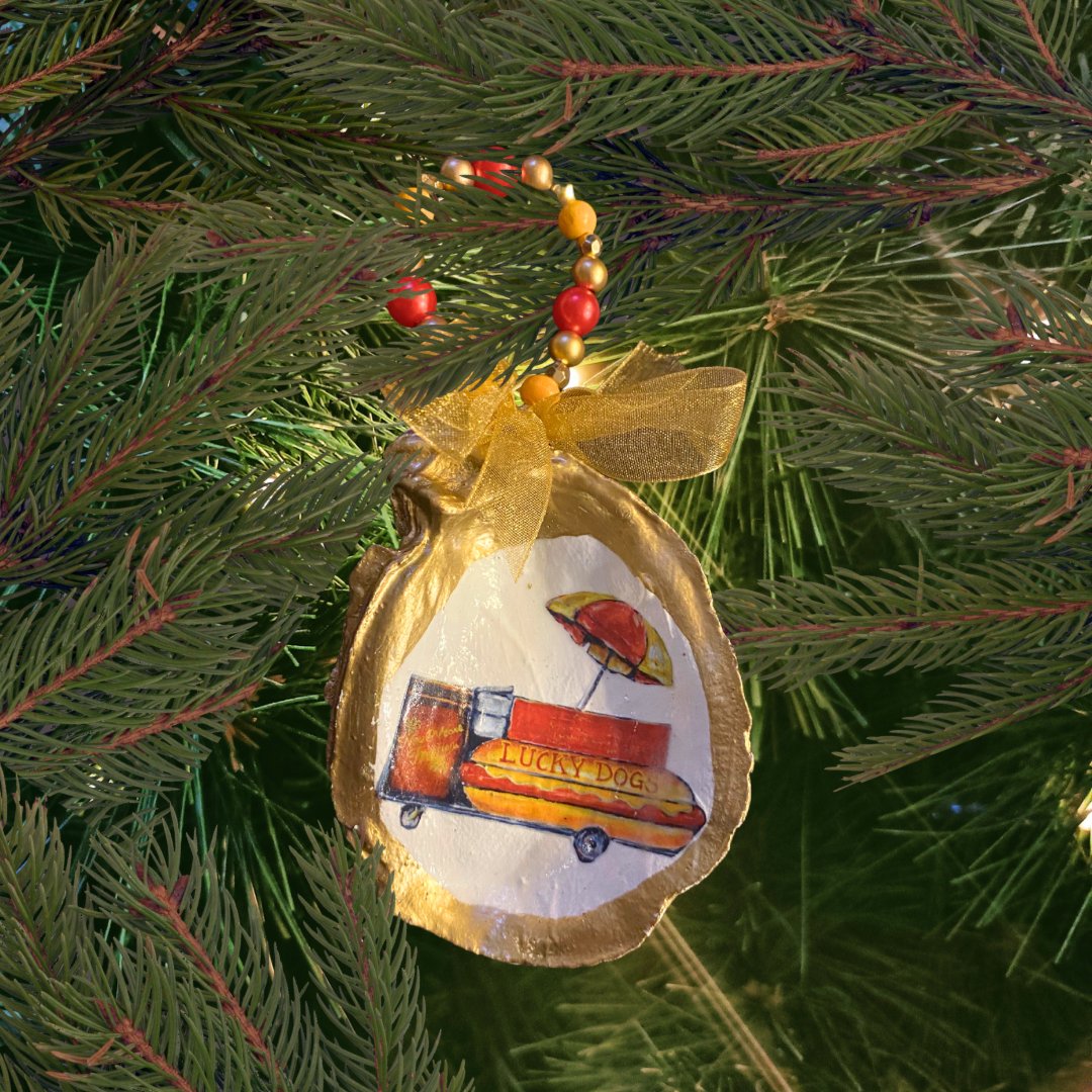 Lucky Dog Oyster Ornament