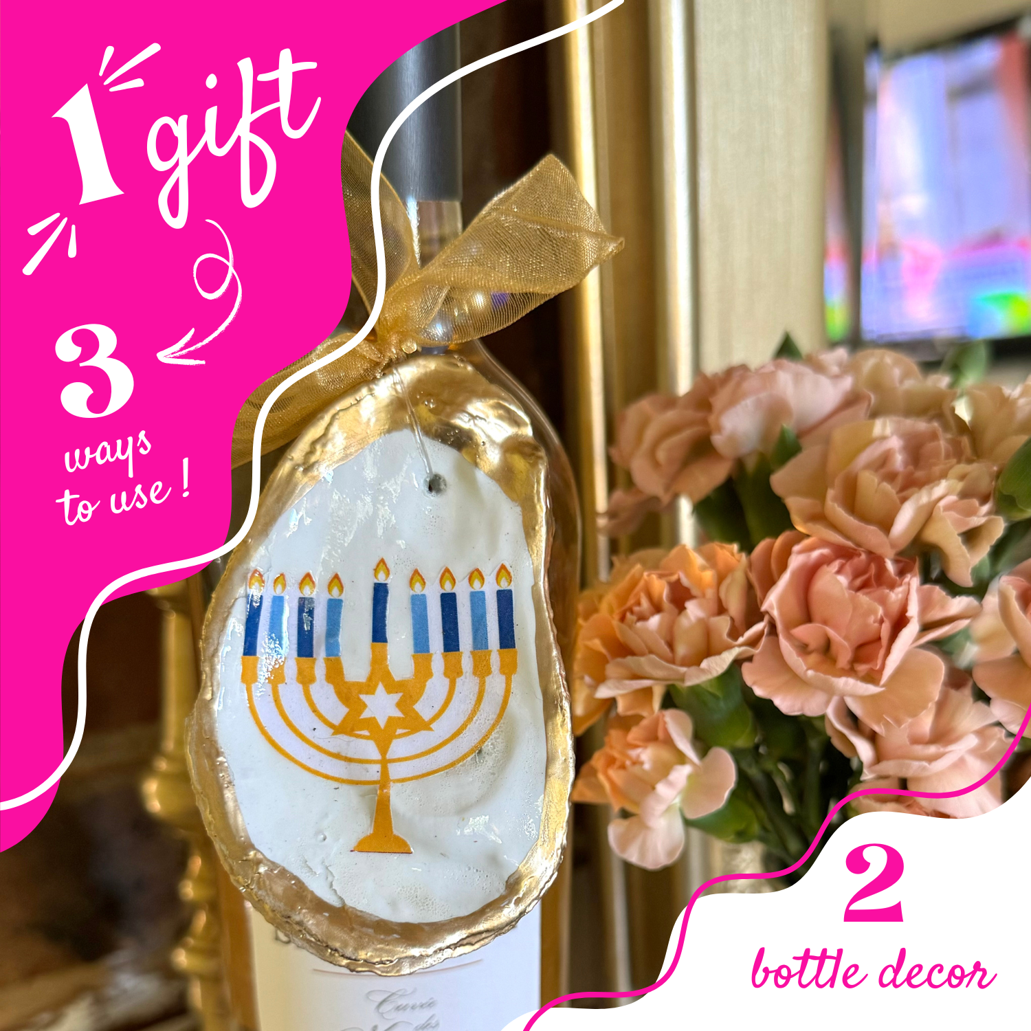 Hannukah Menorah Oyster Ornament