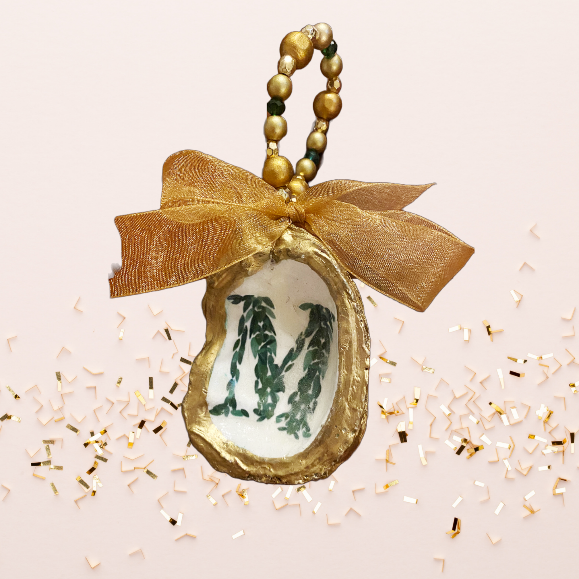 Monogram M Oyster Ornament Hostess Gift Wine Charm