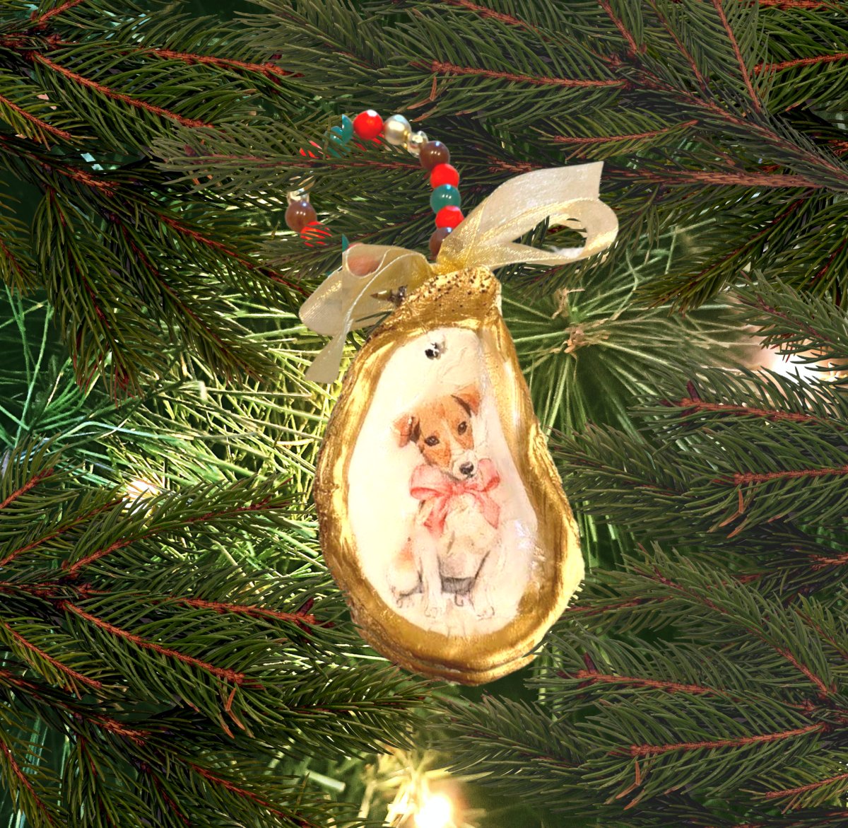 Holi-Dogs Jack Russell Terrier Oyster Ornament