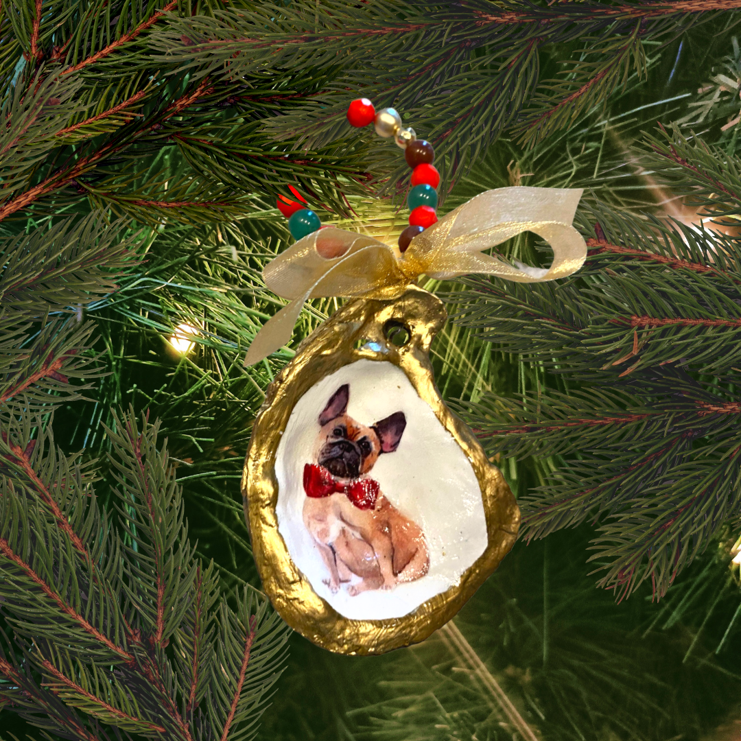 Holi-Dogs French Bulldog Oyster Ornament