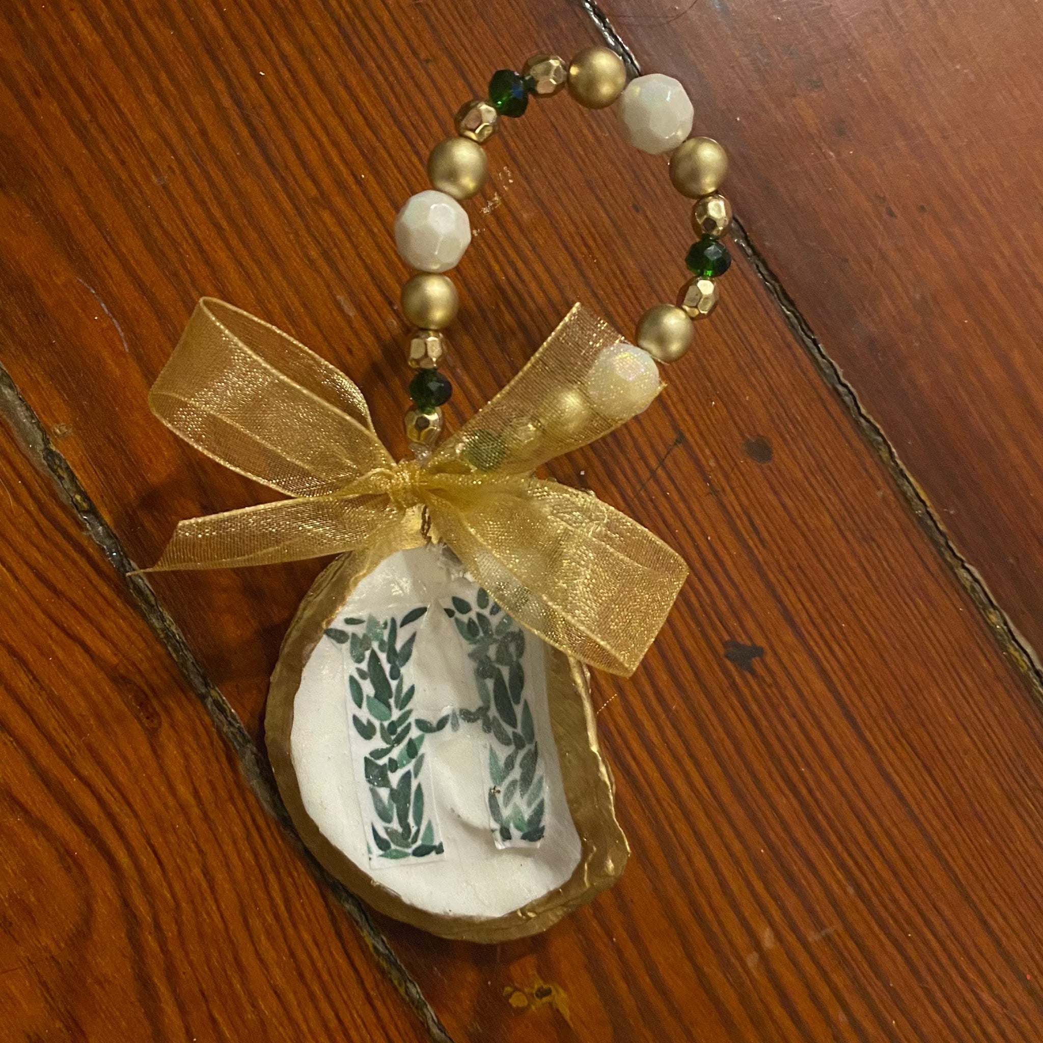 Monogram H Oyster Ornament Hostess Gift Wine Charm