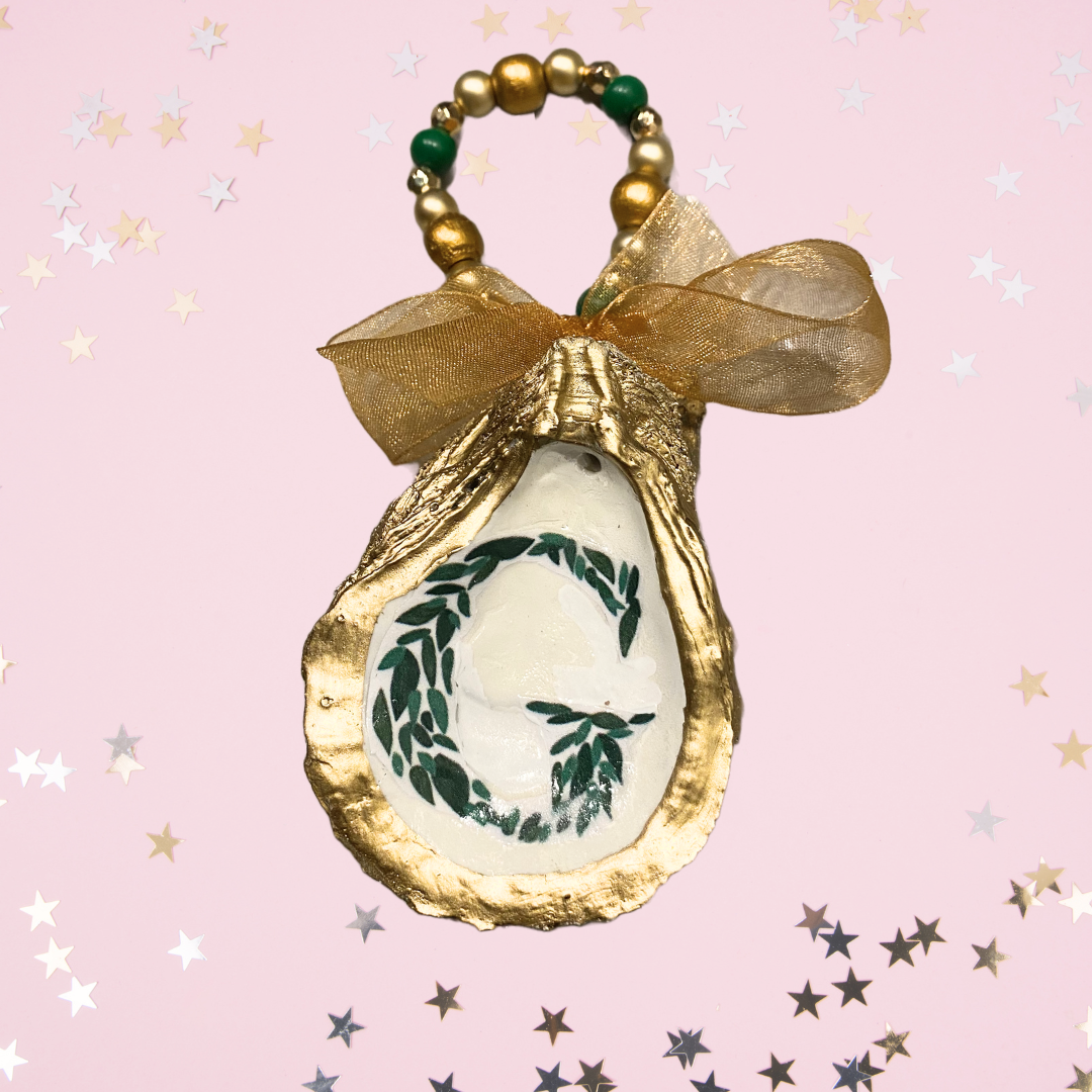 Monogram G Oyster Ornament Hostess Gift Wine Charm