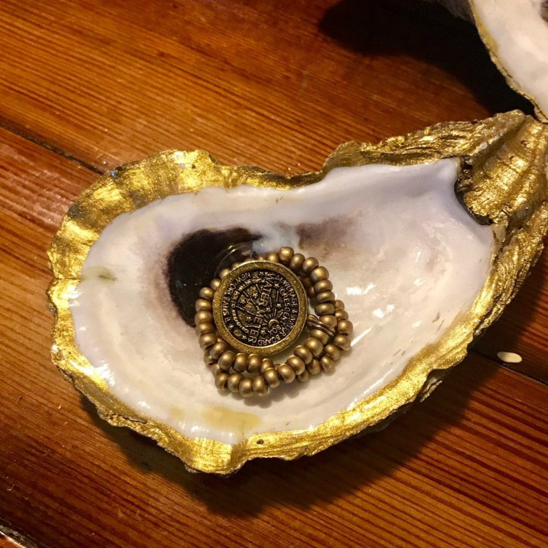 Large Gold Leaf Oyster Ring Dish