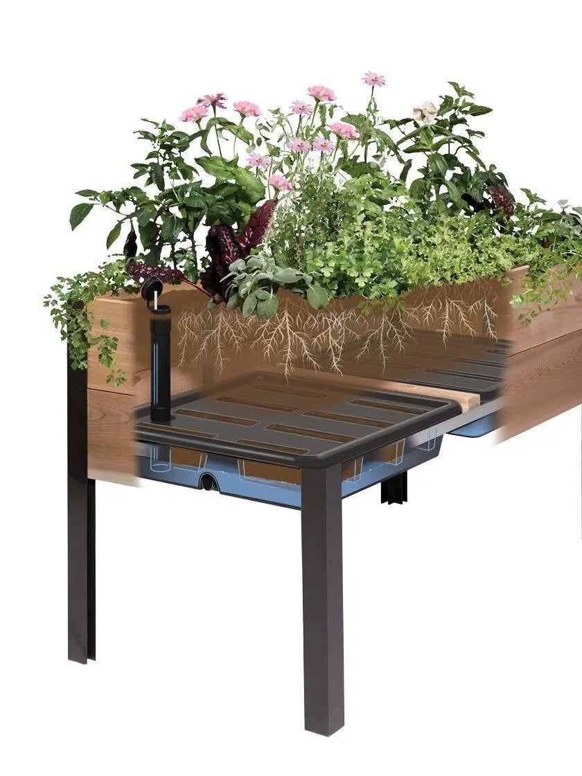 EcoStained Self-Watering Raised Planter Box Cedar 96x24x29
