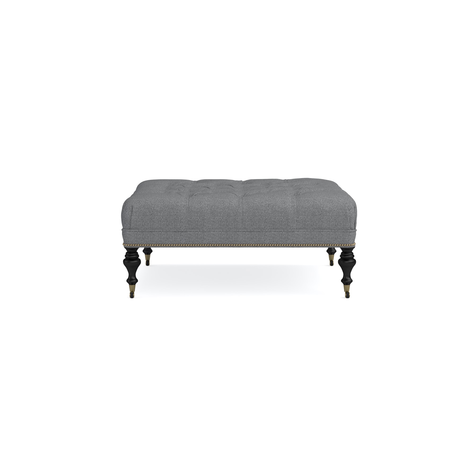 Fairfax Square Ottoman, Turned Leg with Tufted Top (26