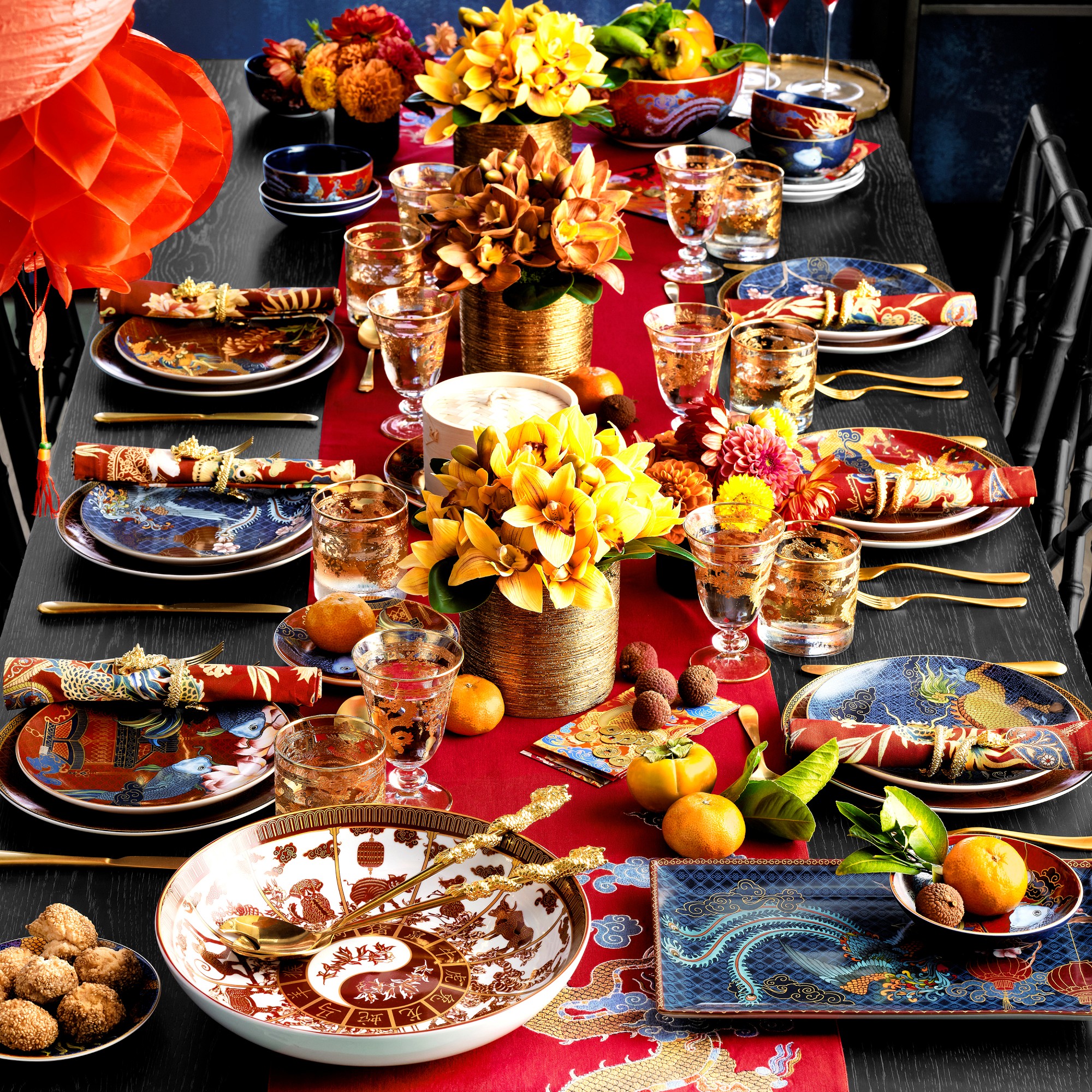 Lunar Dragon Embroidered Napkins, Set of 4