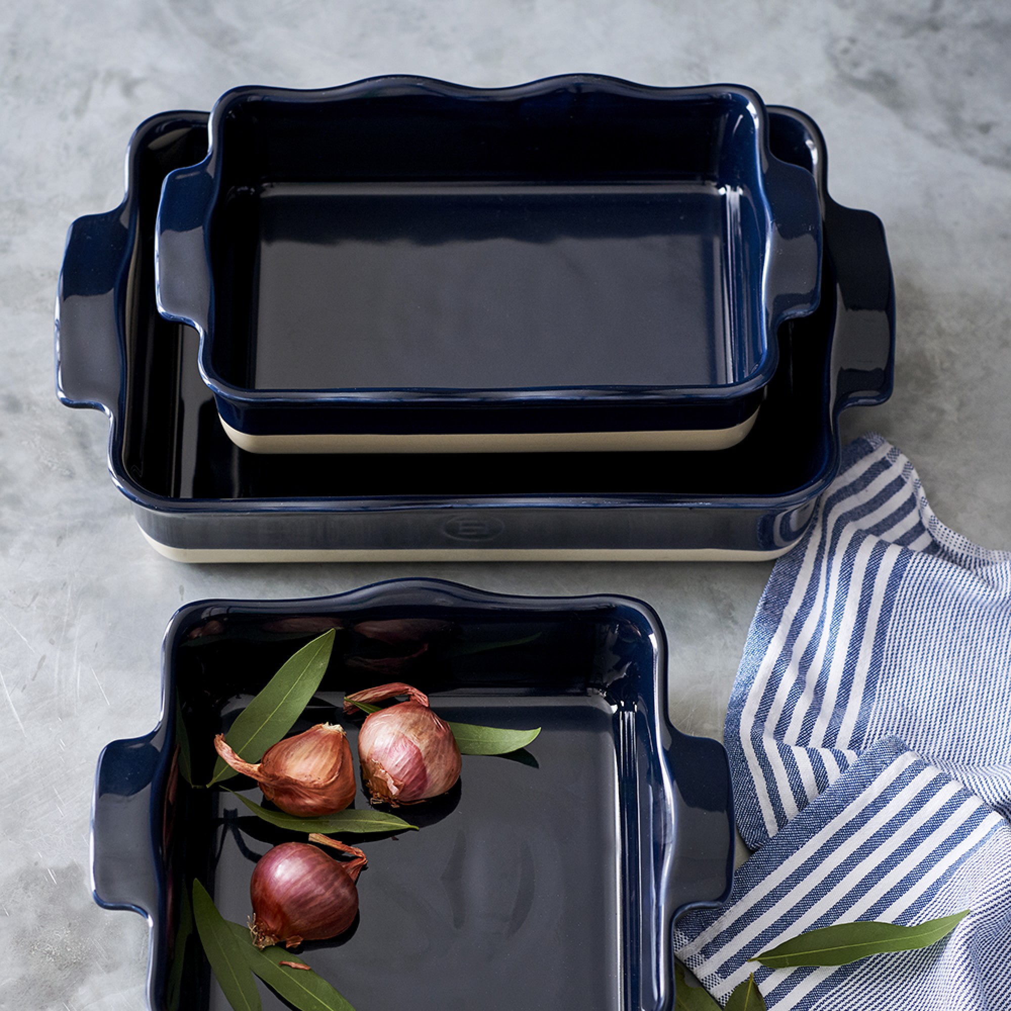 Emile Henry French Ceramic Ruffled Square Baker, 2-Qt.