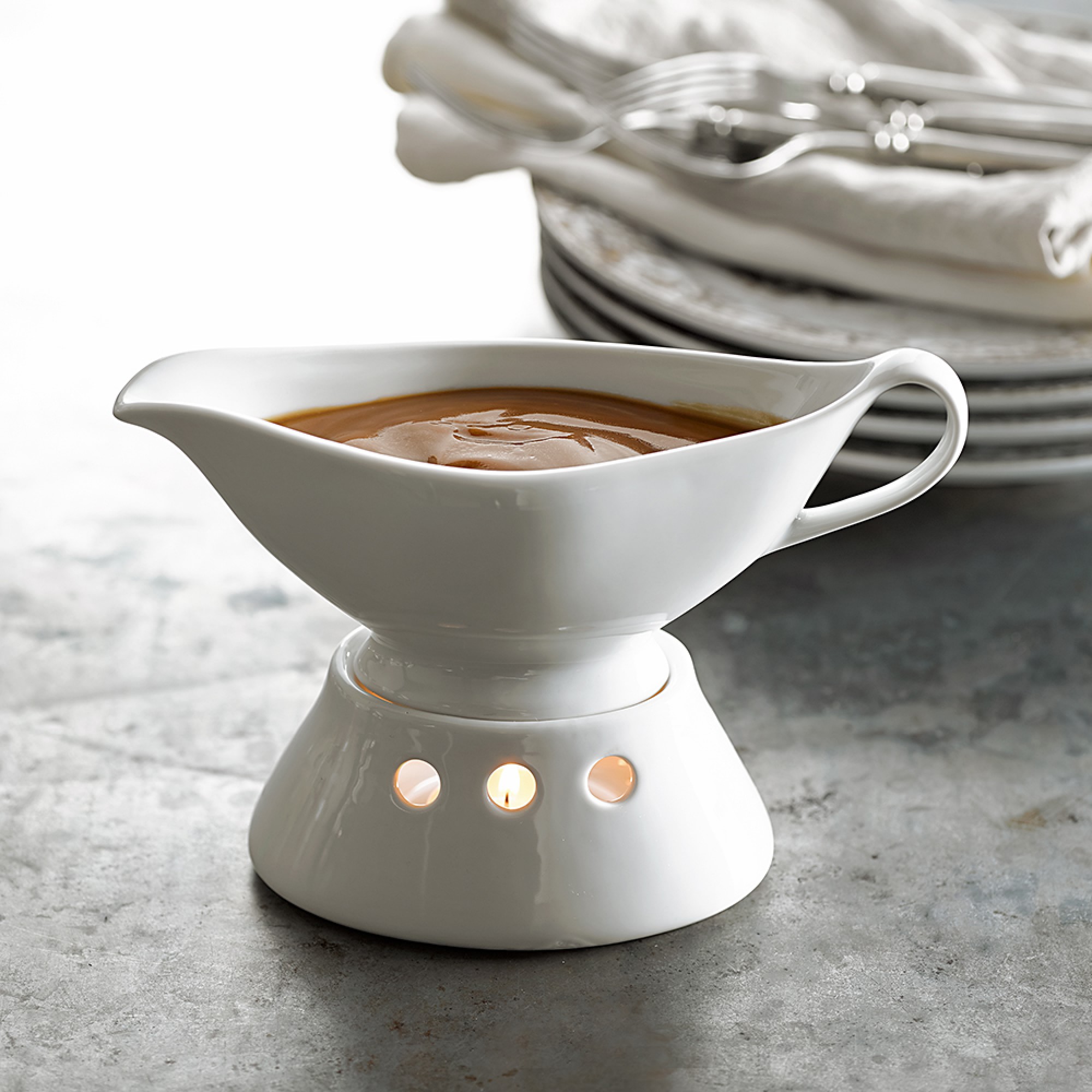 Pillivuyt Porcelain Gravy Boat with Warming Base