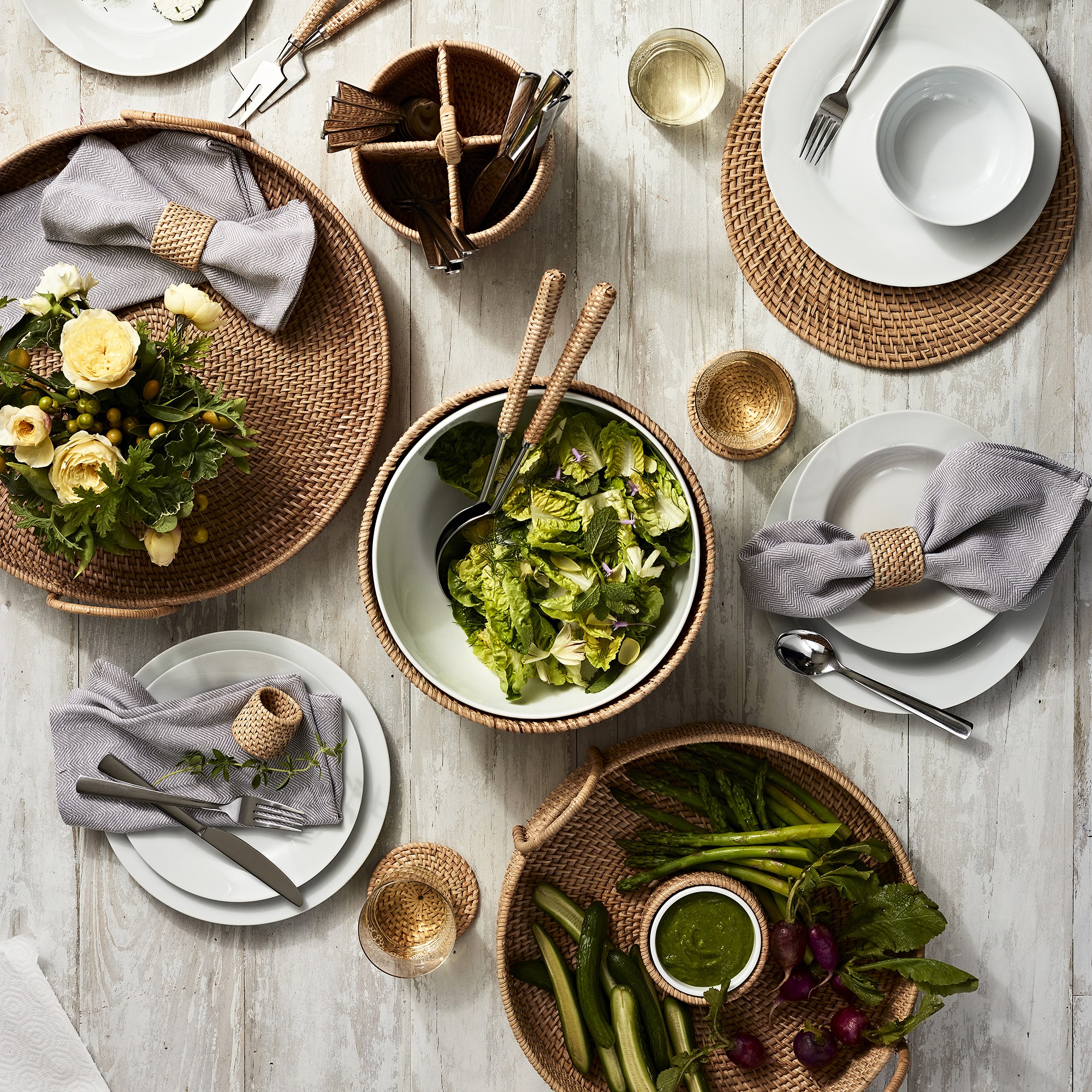 Light Woven Napkin Rings, Set of 4