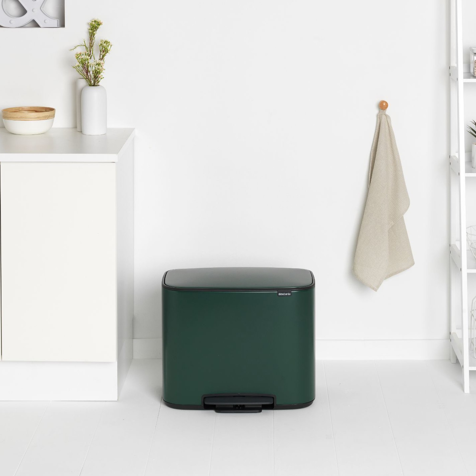 Brabantia Bo Step On Multi Compartment Recycling Trash Can, 3 x 3 Gallon