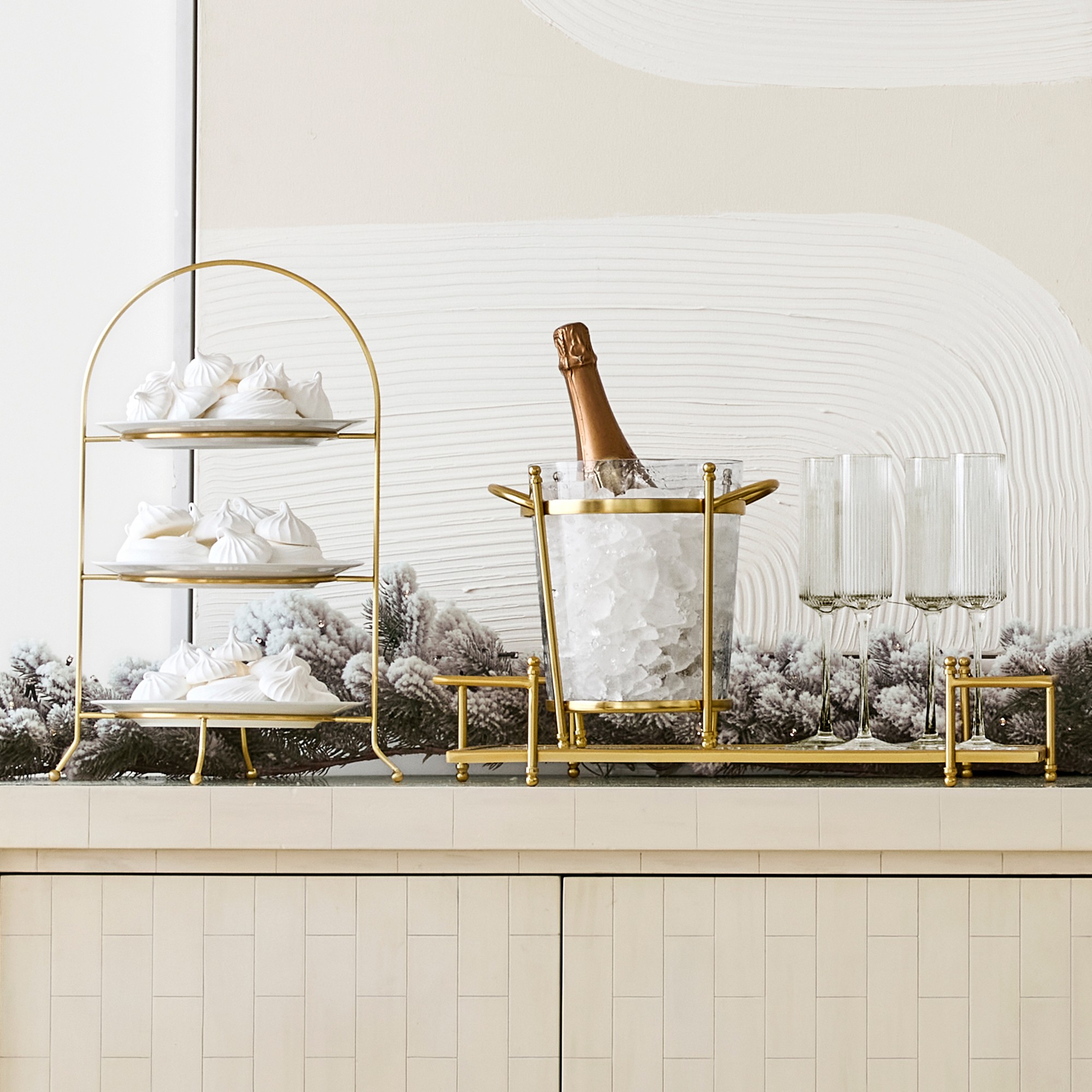 Antique Brass & Glass Champagne Bucket