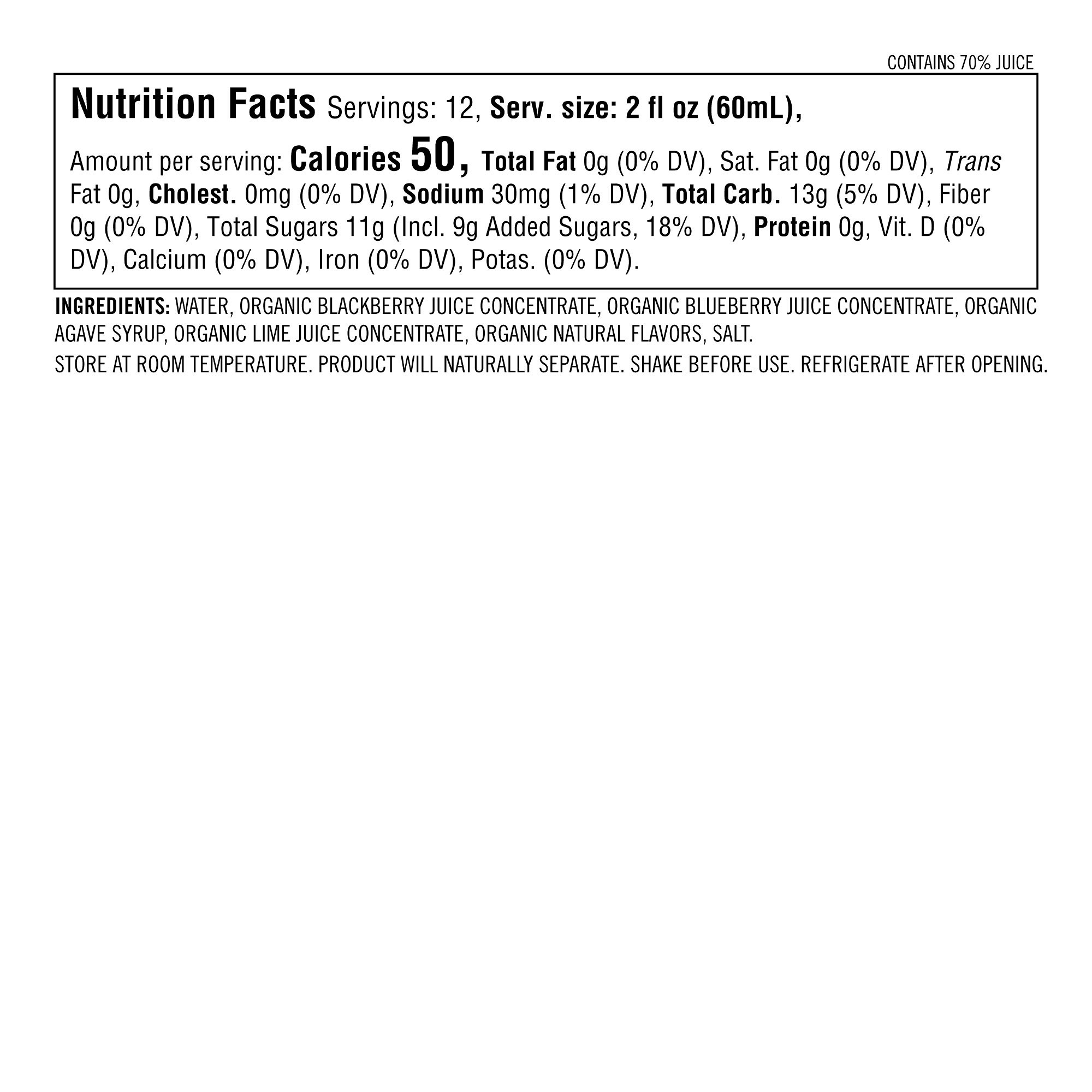 Williams Sonoma Organic Margarita Mix, Blackberry Blueberry