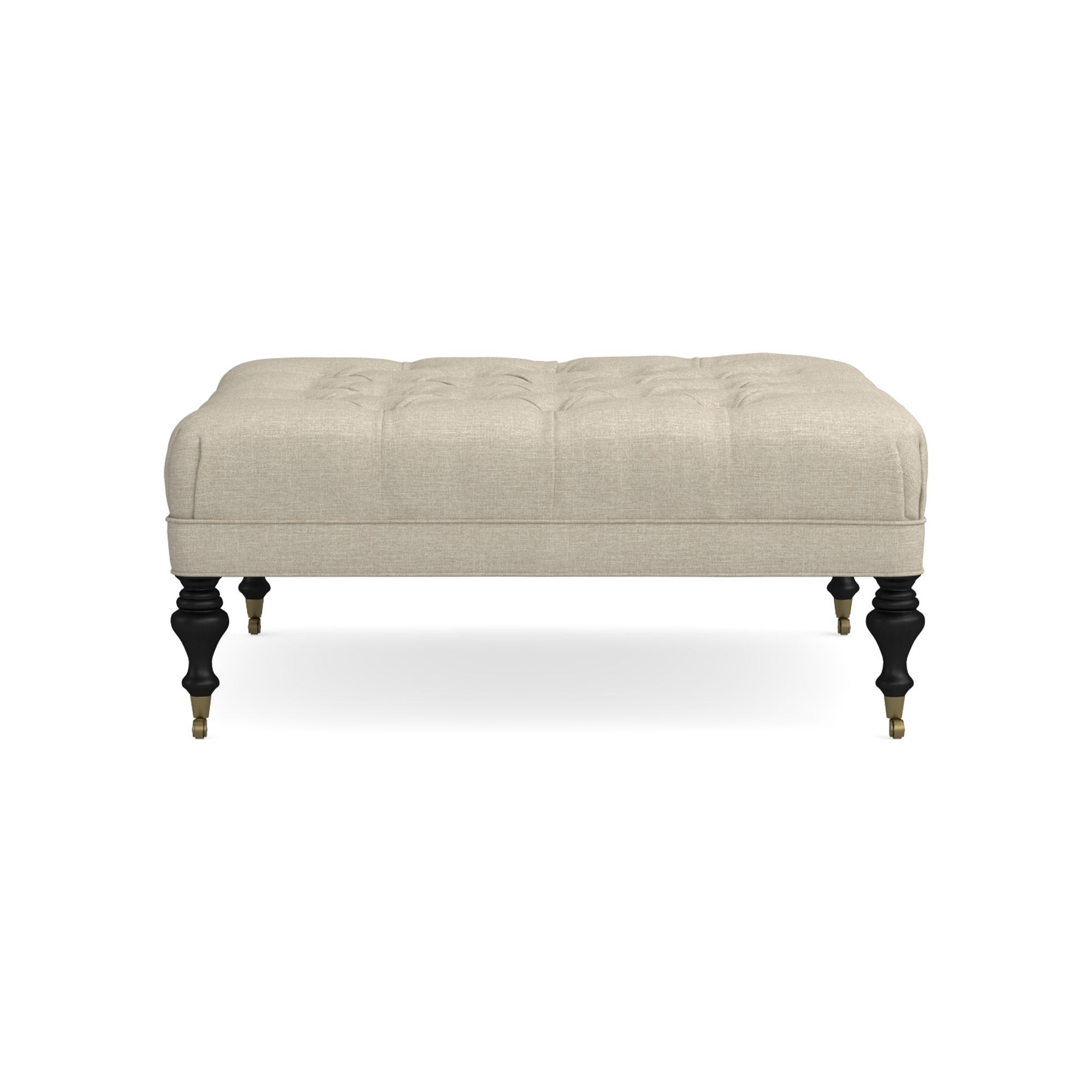 Fairfax Square Ottoman, Turned Leg with Tufted Top (26
