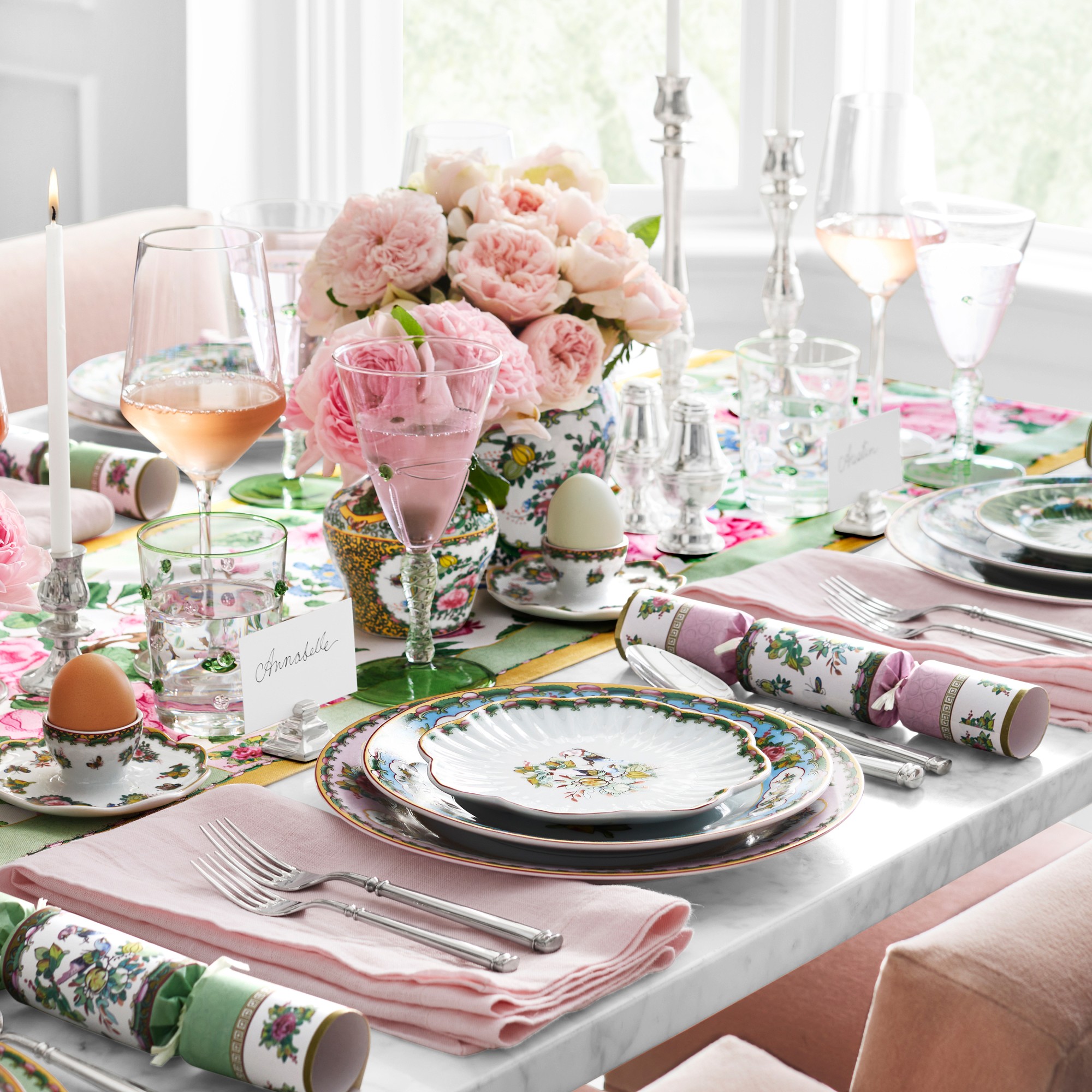 Famille Rose Bunny Salad Plates, Set of 4