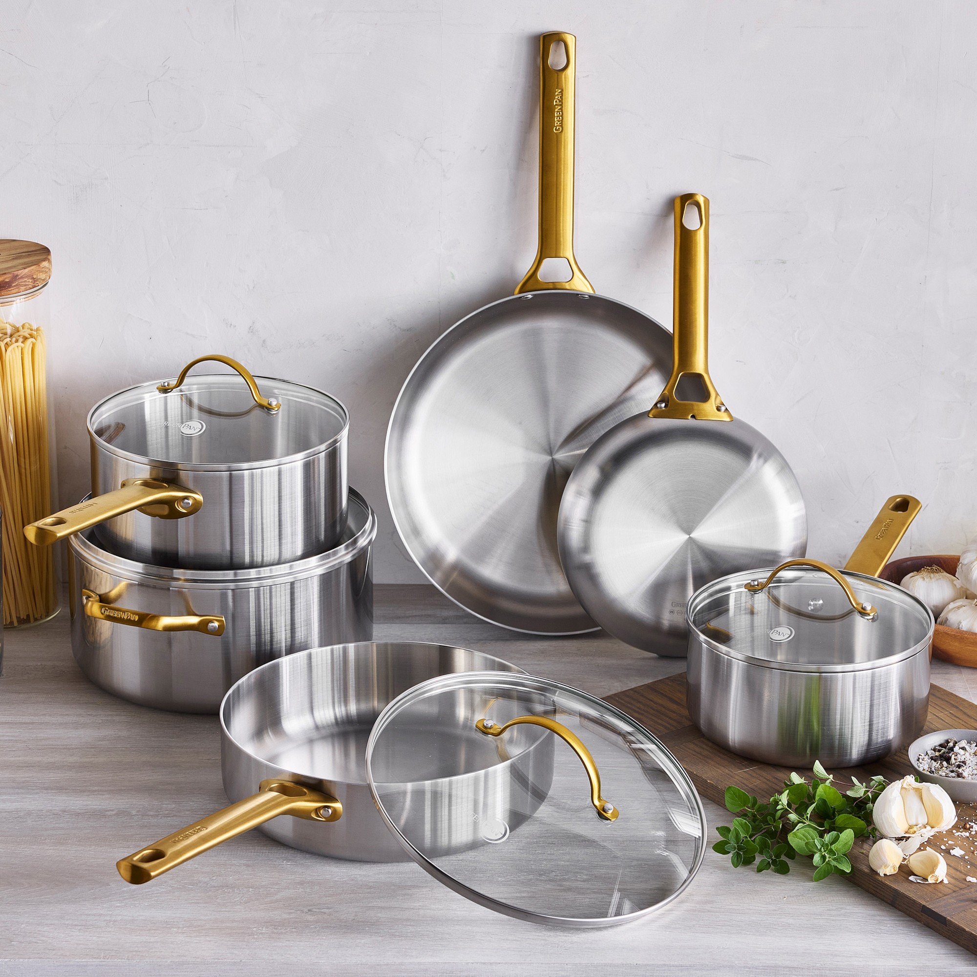 GreenPan™ Reserve Uncoated Stainless-Steel 10-Piece Cookware Set
