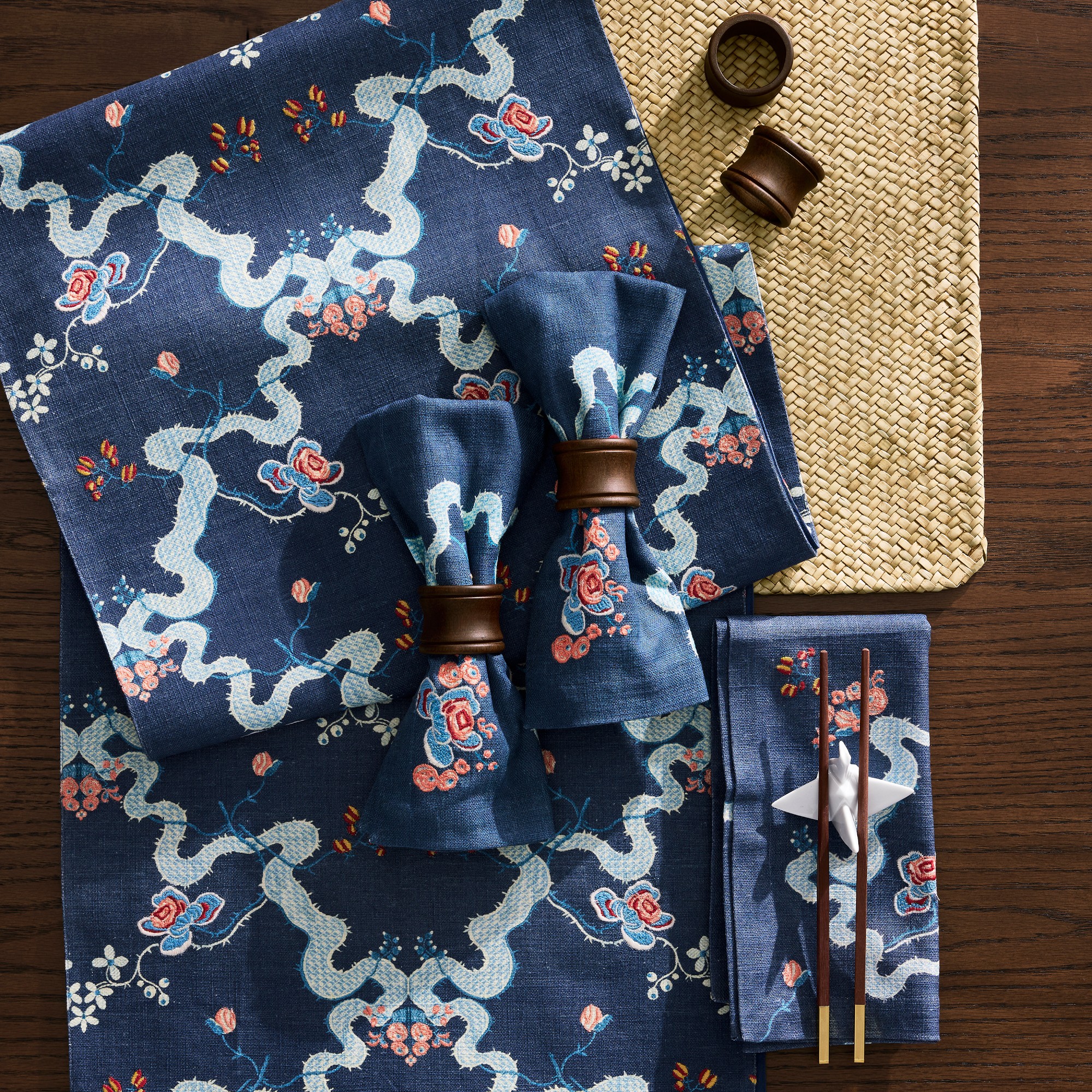 Embroidered Blossom Table Runner