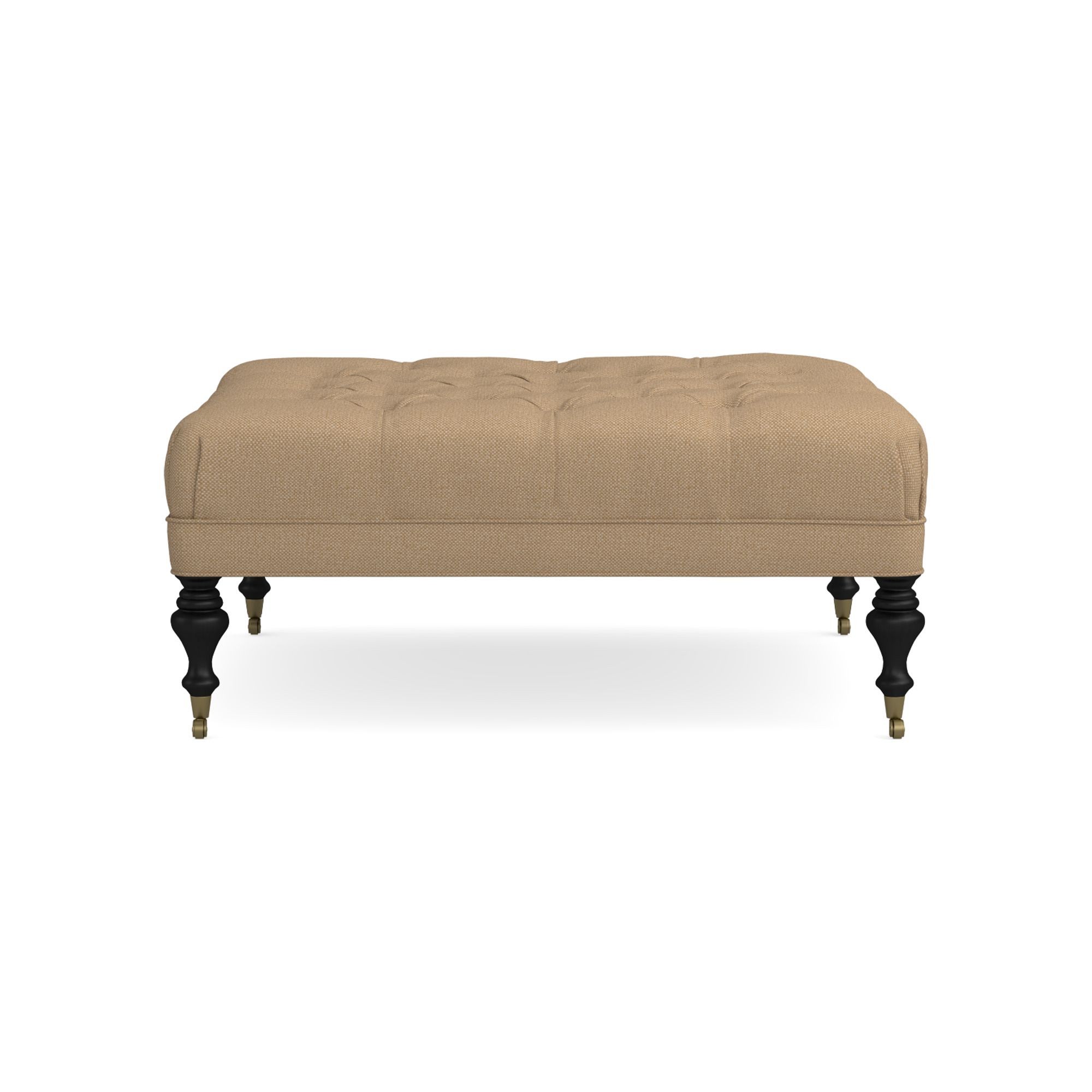 Fairfax Square Ottoman, Turned Leg with Tufted Top (26