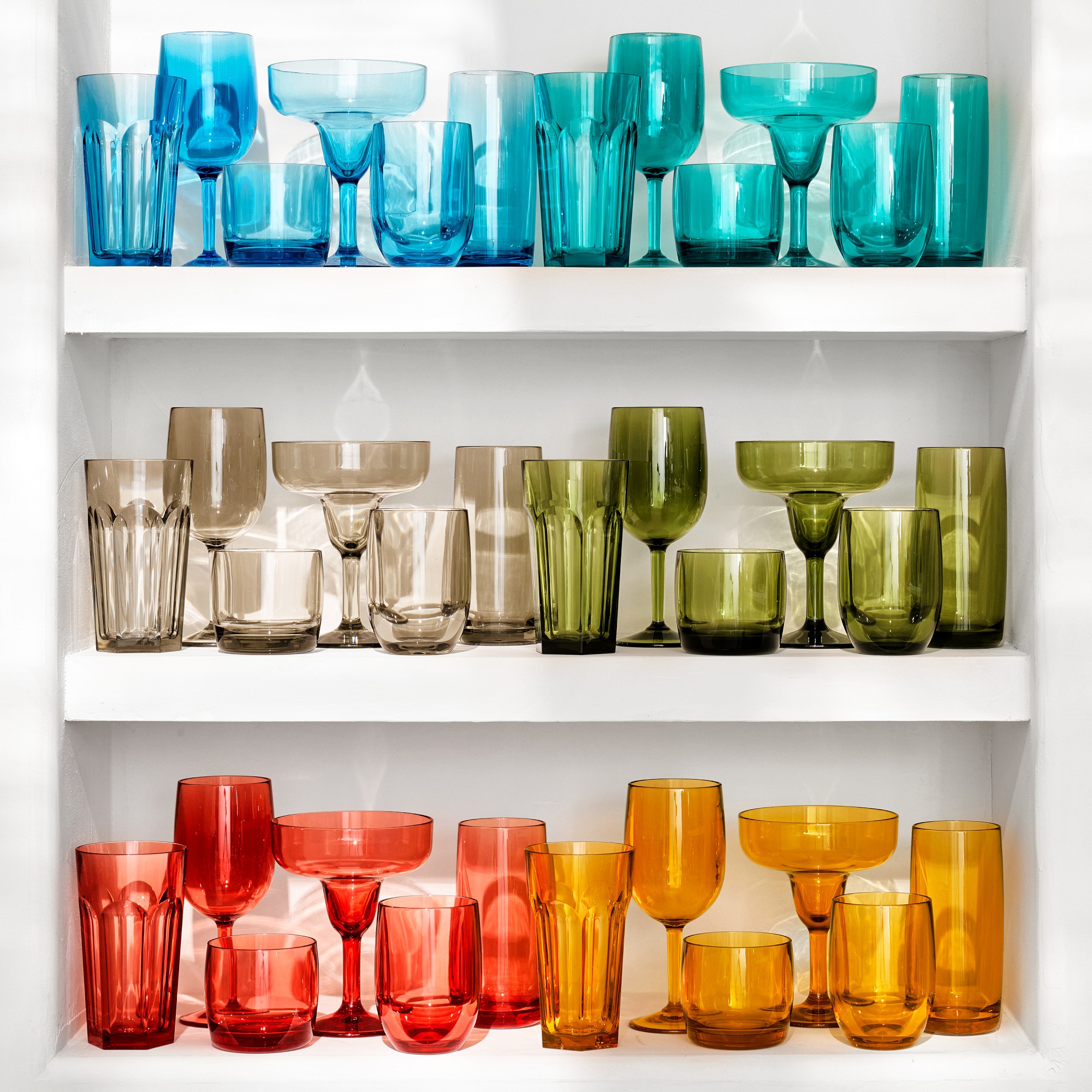 DuraClear® Tritan Outdoor Multicolored Faceted Tumblers, Set of 6