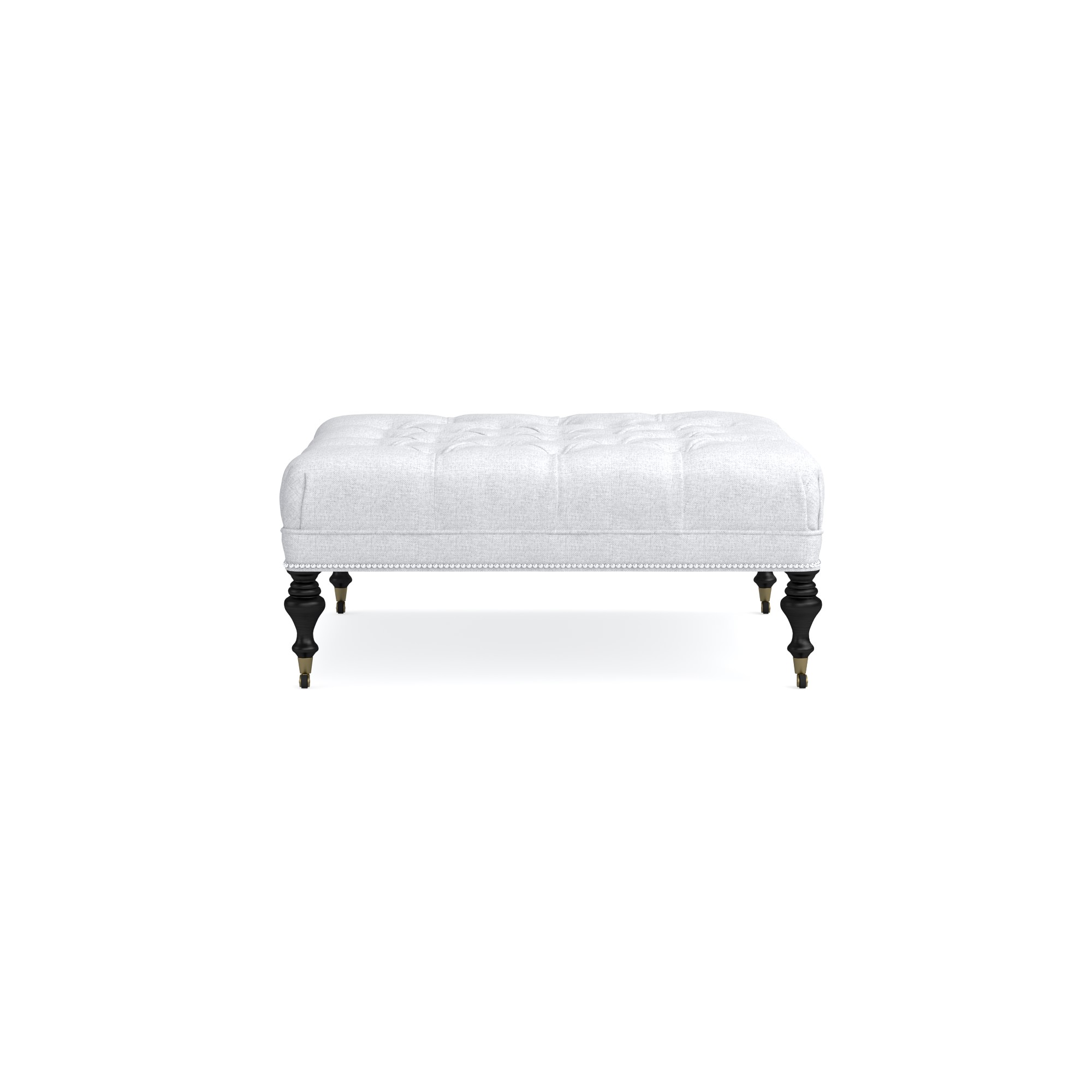 Fairfax Square Ottoman, Turned Leg with Tufted Top (26