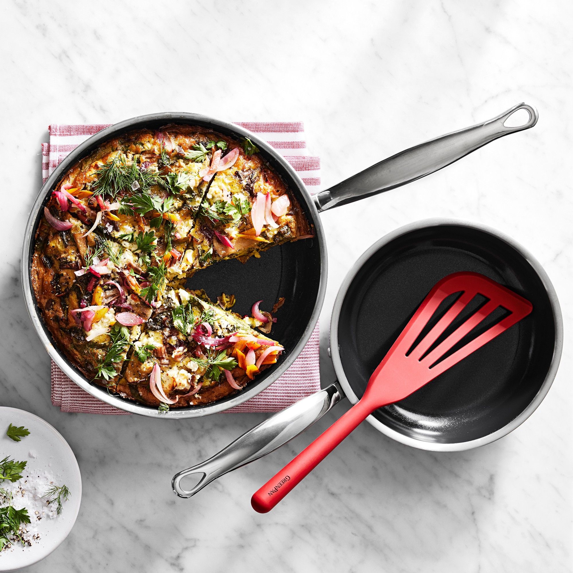 GreenPan™ Premiere Stainless-Steel Ceramic Nonstick 15-Piece Cookware Set with Essential Pan