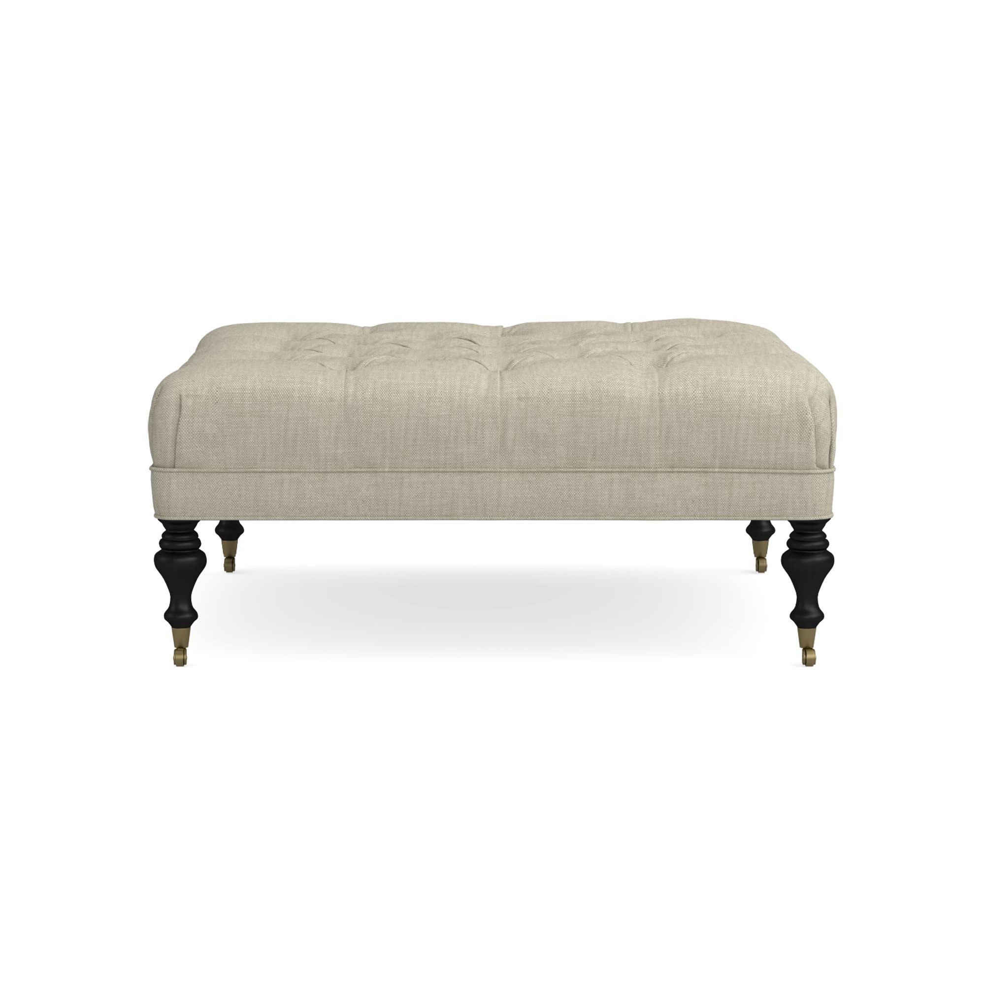 Fairfax Square Ottoman, Turned Leg with Tufted Top (26