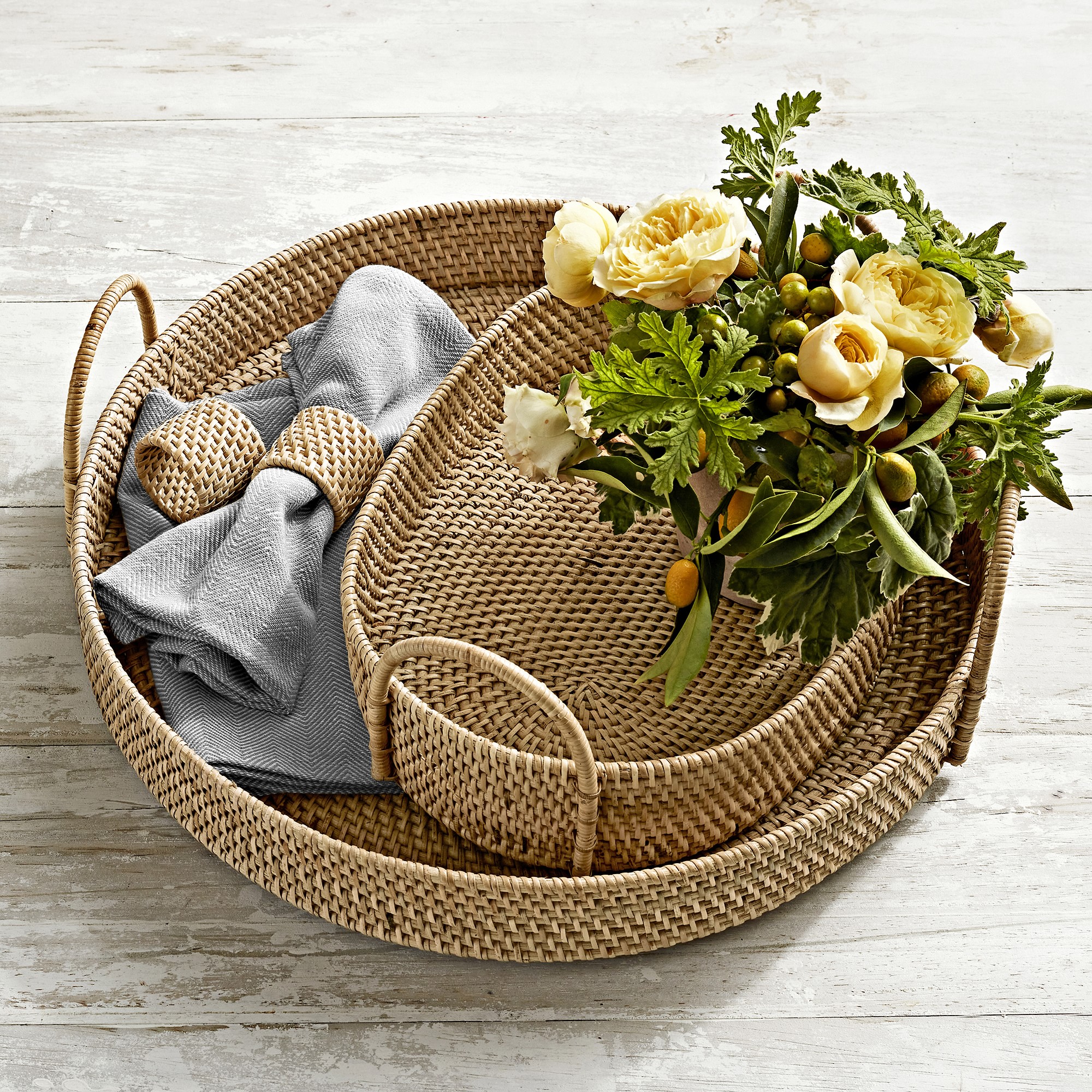 Light Woven Napkin Rings, Set of 4