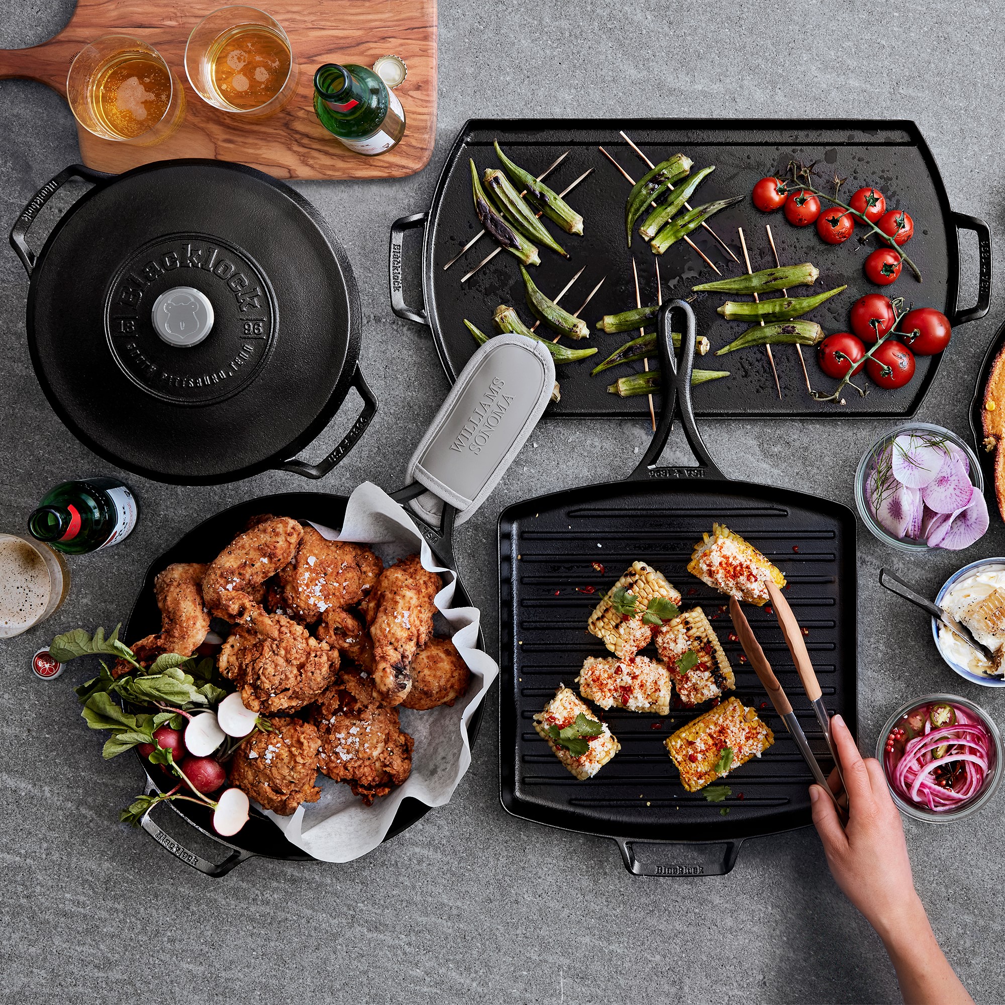 Lodge Blacklock Triple Seasoned Cast Iron 3-Piece Dutch Oven and Skillet Set