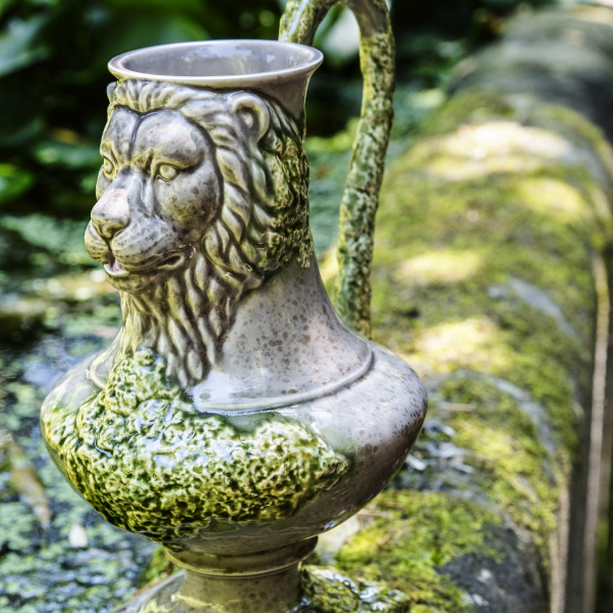 Bordallo Pinheiro The Meaning Vase Pitcher with Lion