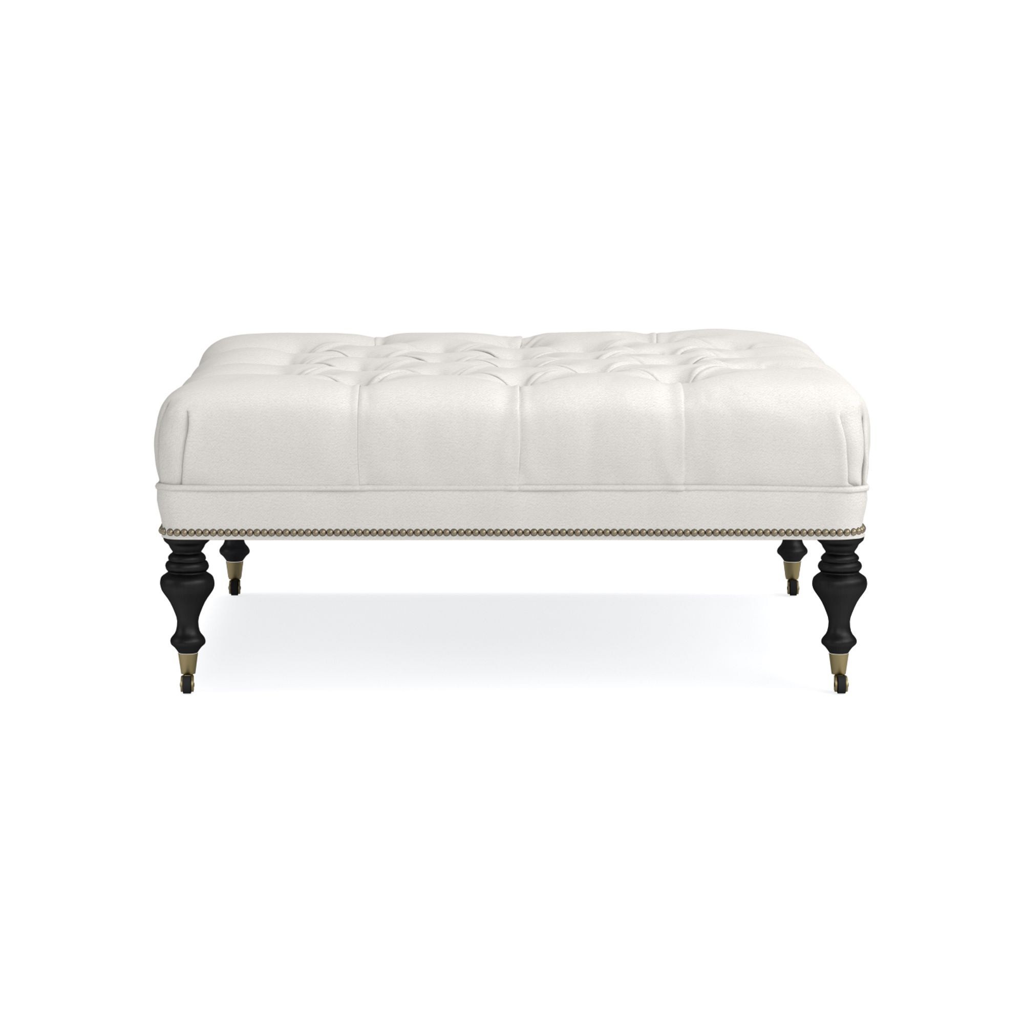 Fairfax Square Ottoman, Turned Leg with Tufted Top (26