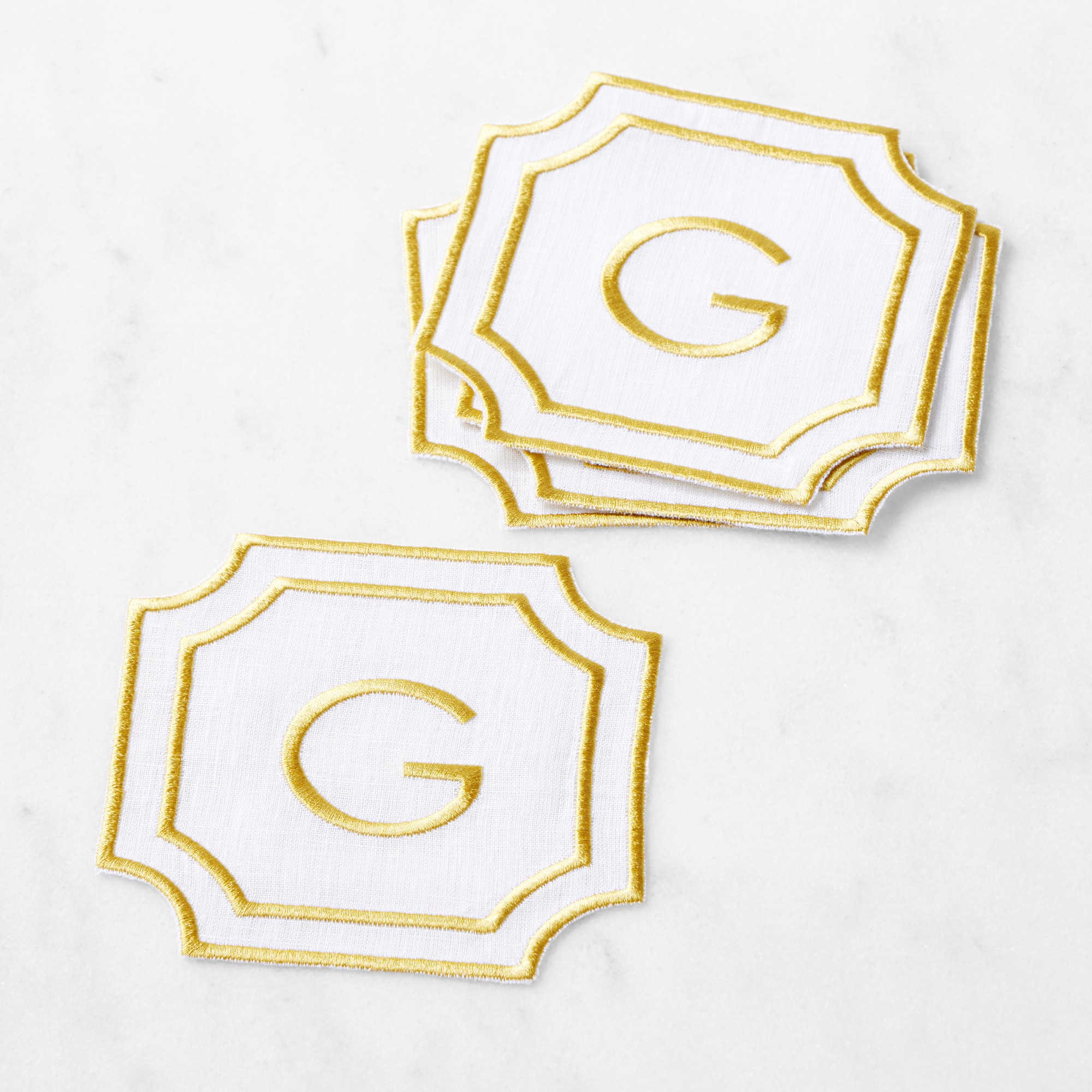 Cartouche Monogram Coasters, Set of 4
