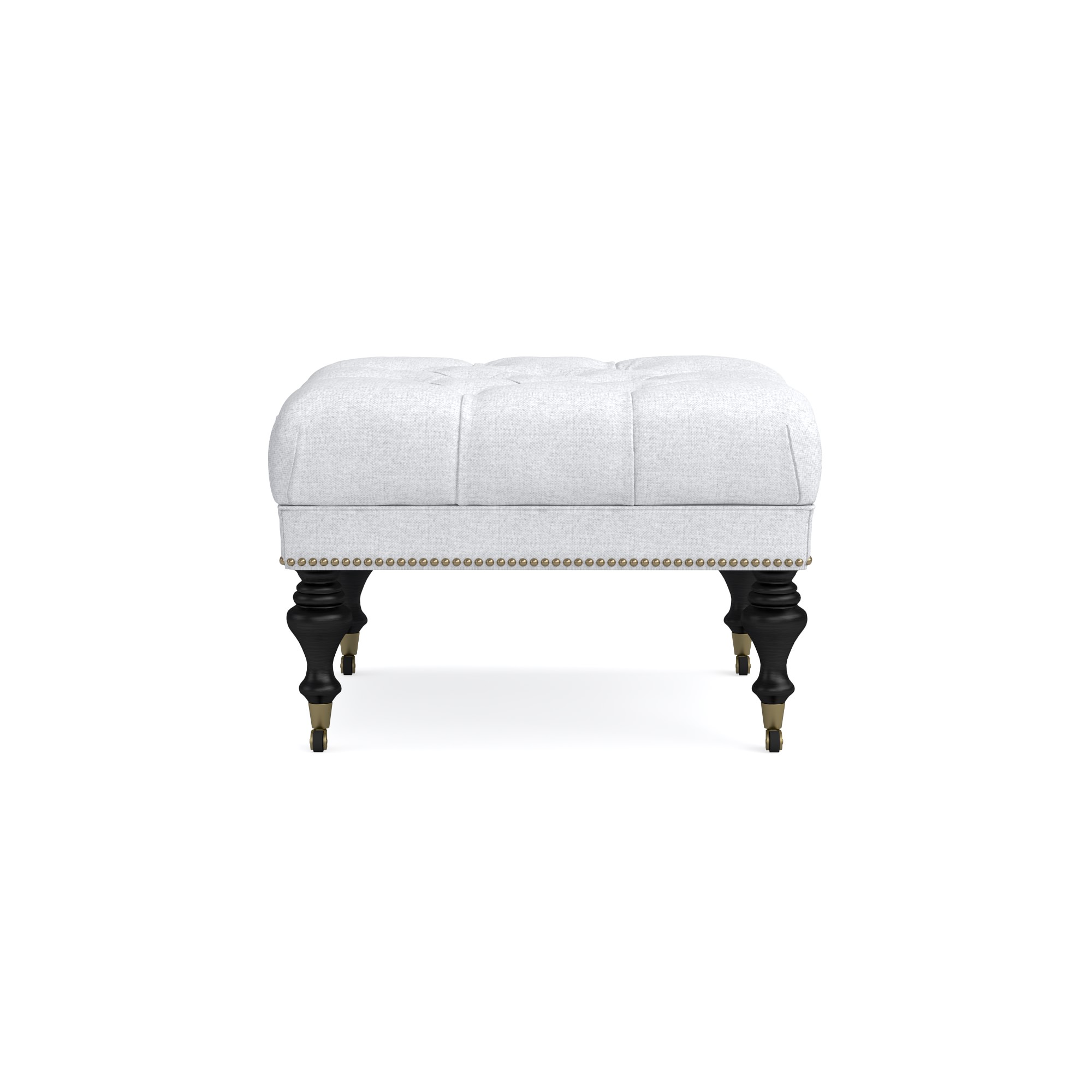 Fairfax Square Ottoman, Turned Leg with Tufted Top (26