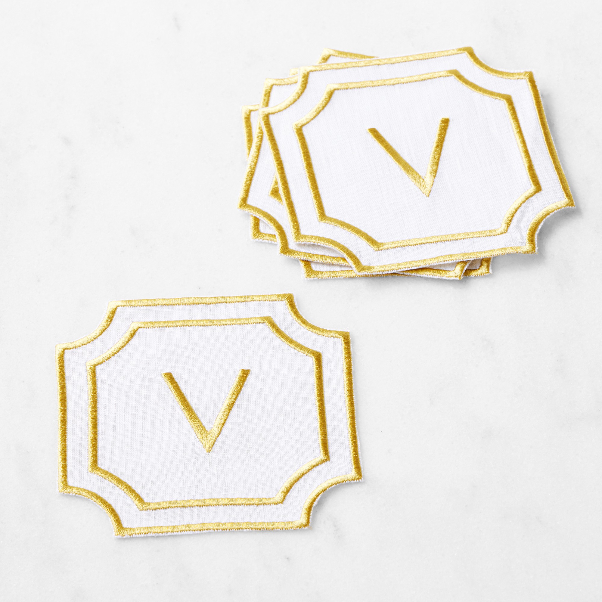 Cartouche Monogram Coasters, Set of 4