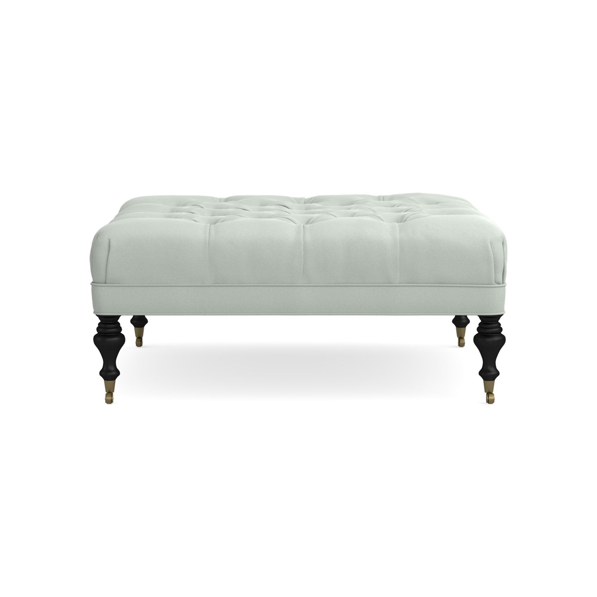 Fairfax Square Ottoman, Turned Leg with Tufted Top (26