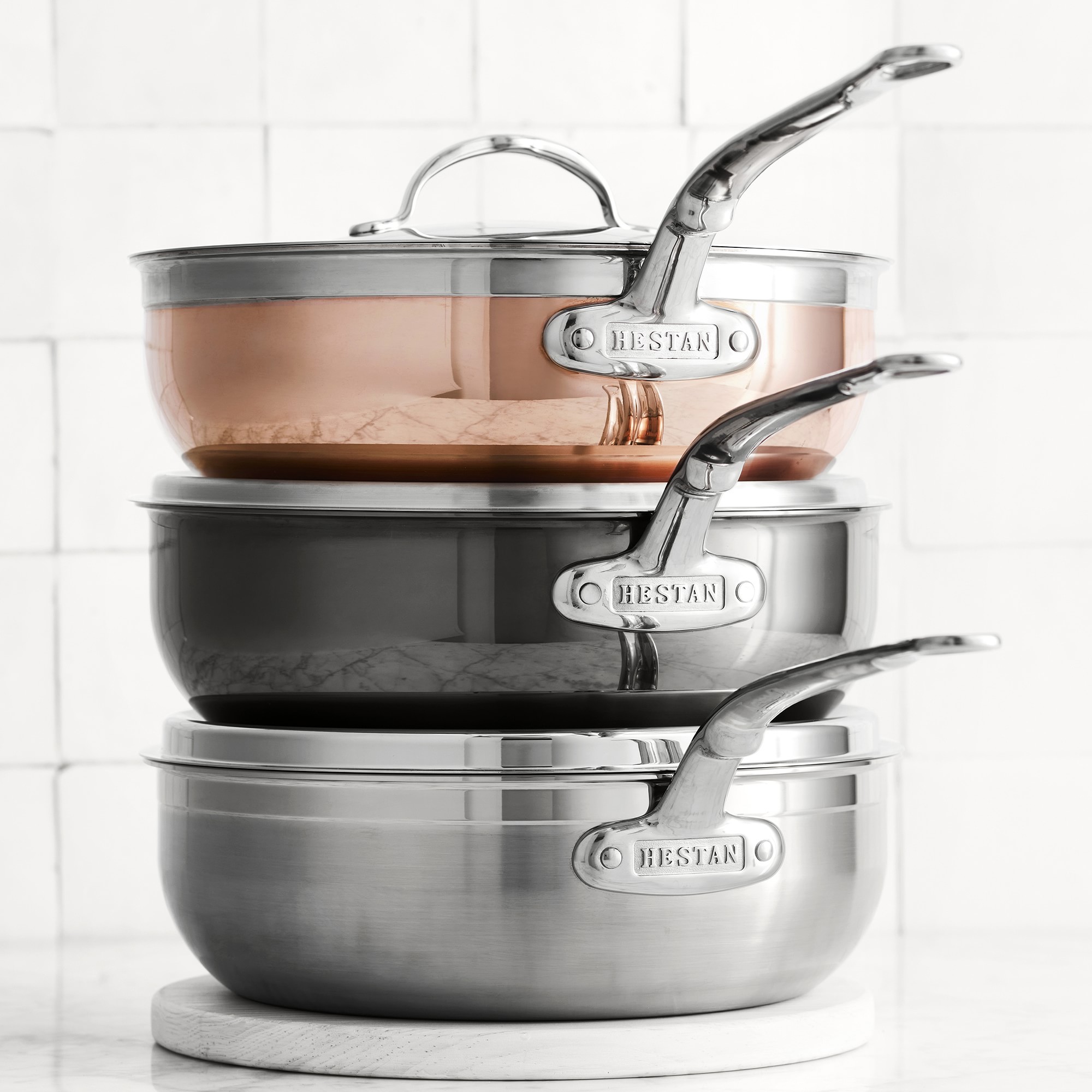 Hestan ProBond Professional Clad Stainless-Steel Essential Pan with Helper Handle, 5-Qt.