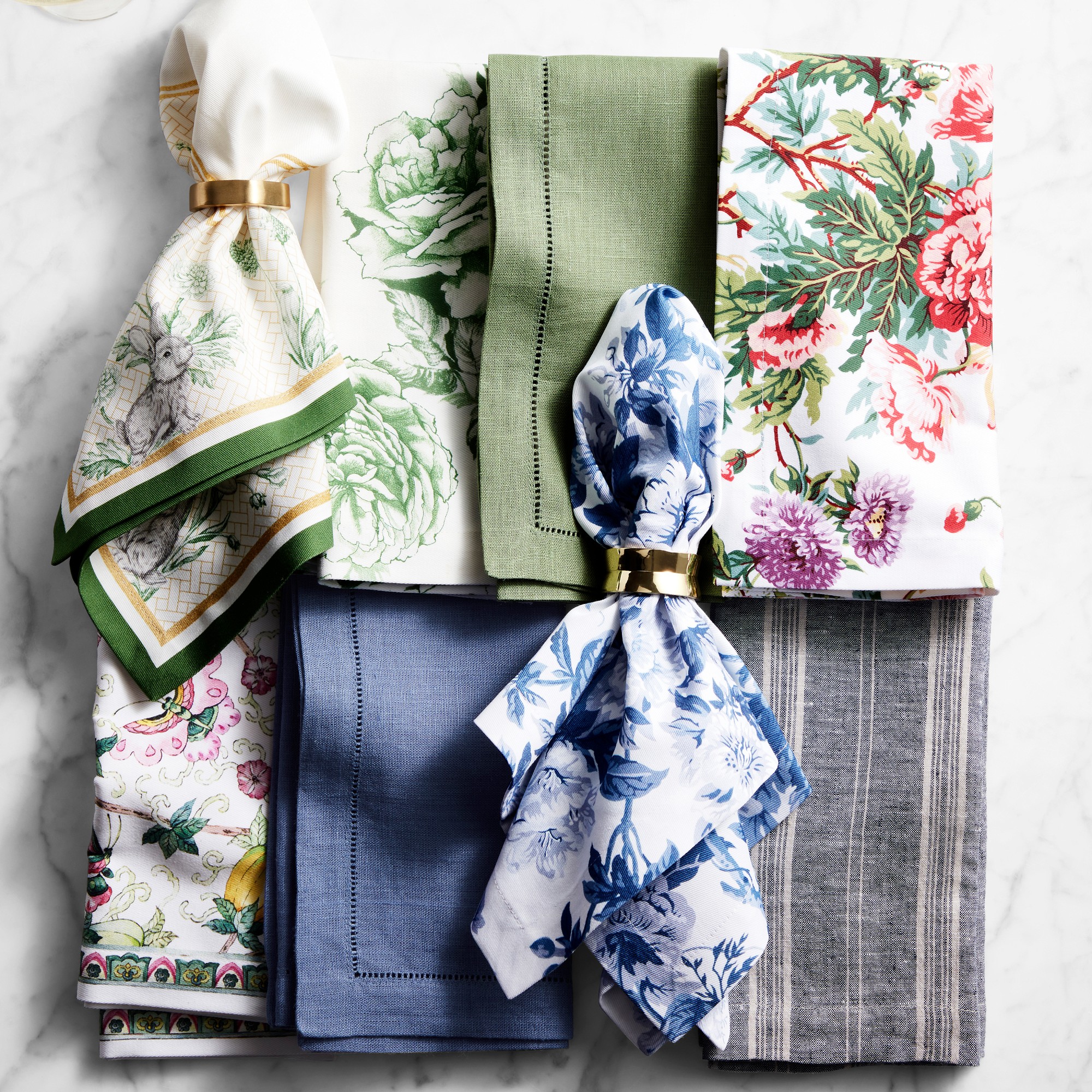 Linen Double Hemstitch Napkins, Set of 4