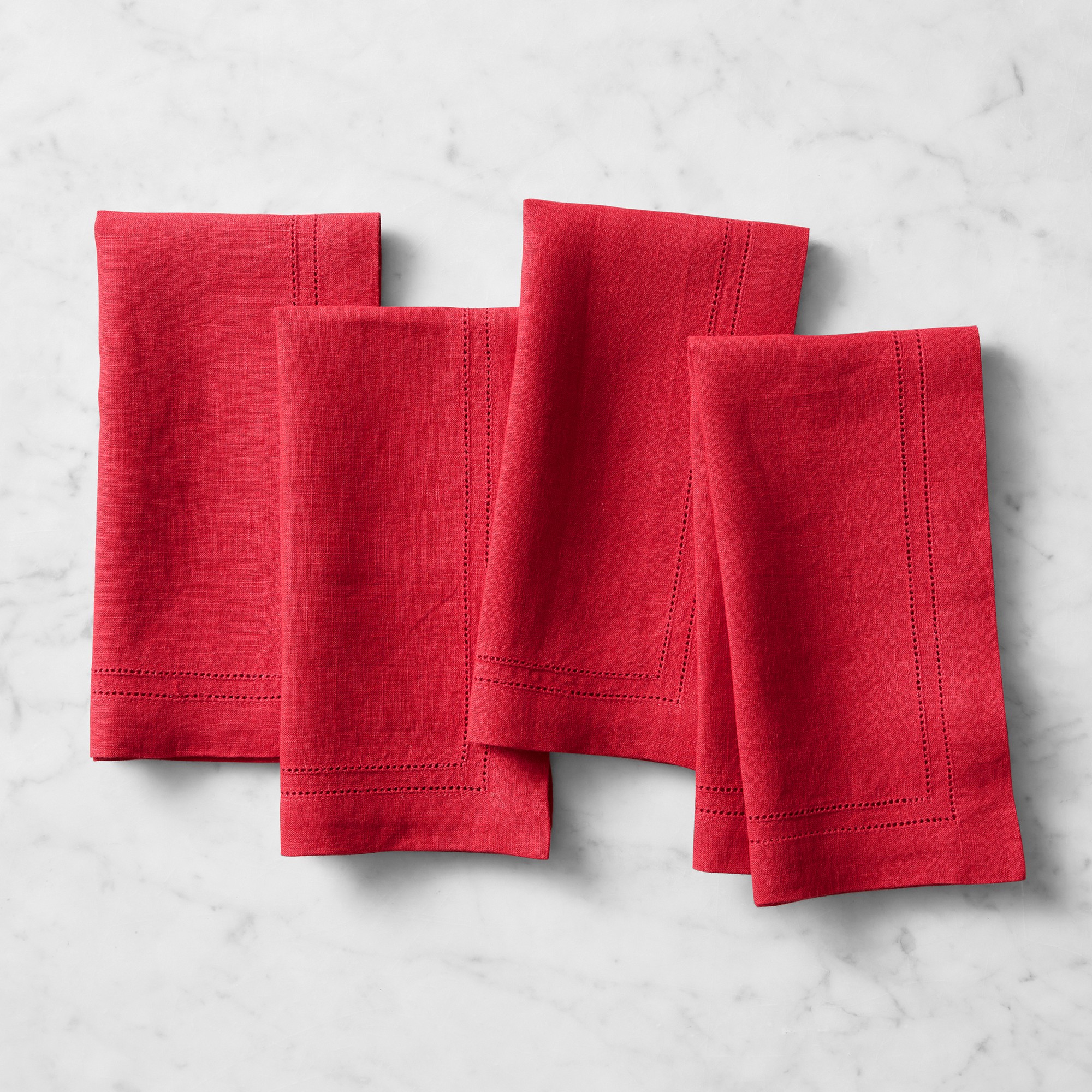 Linen Double Hemstitch Napkins, Set of 4