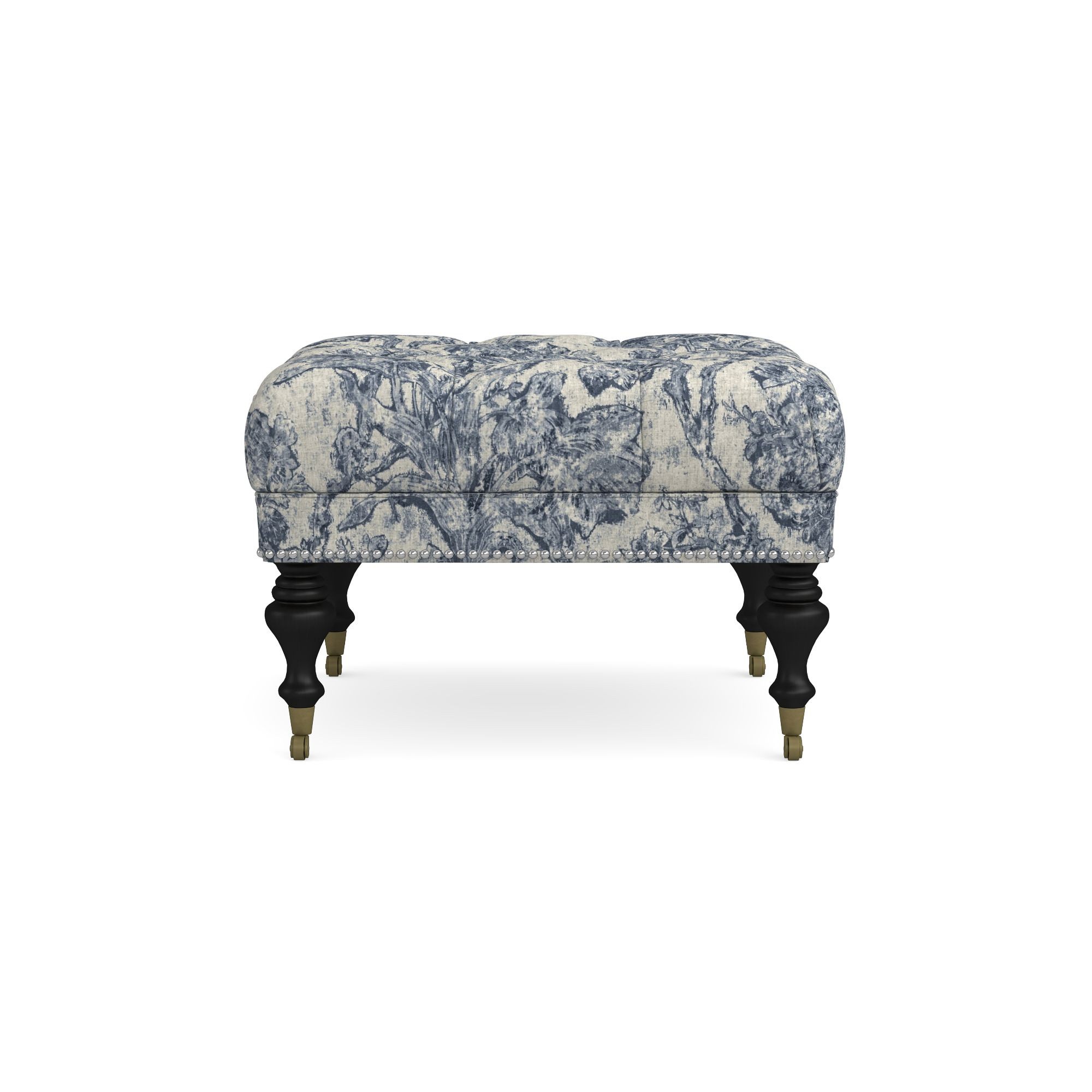 Sanderson x Giles Deacon Fairfax Bench Ottoman, Turned Leg with Tufted Top (26