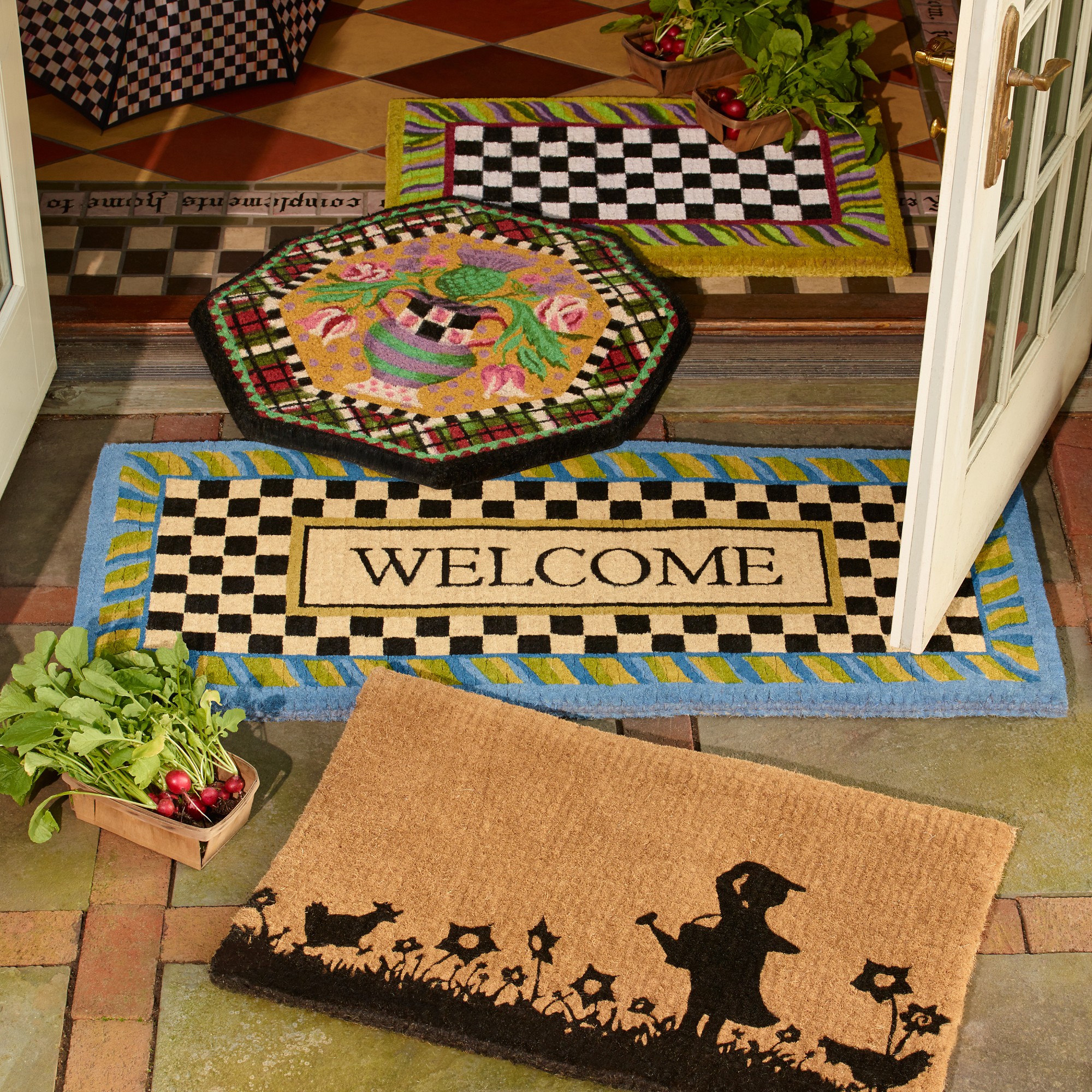 MacKenzie-Childs Welcome Periwinkle Double Doormat