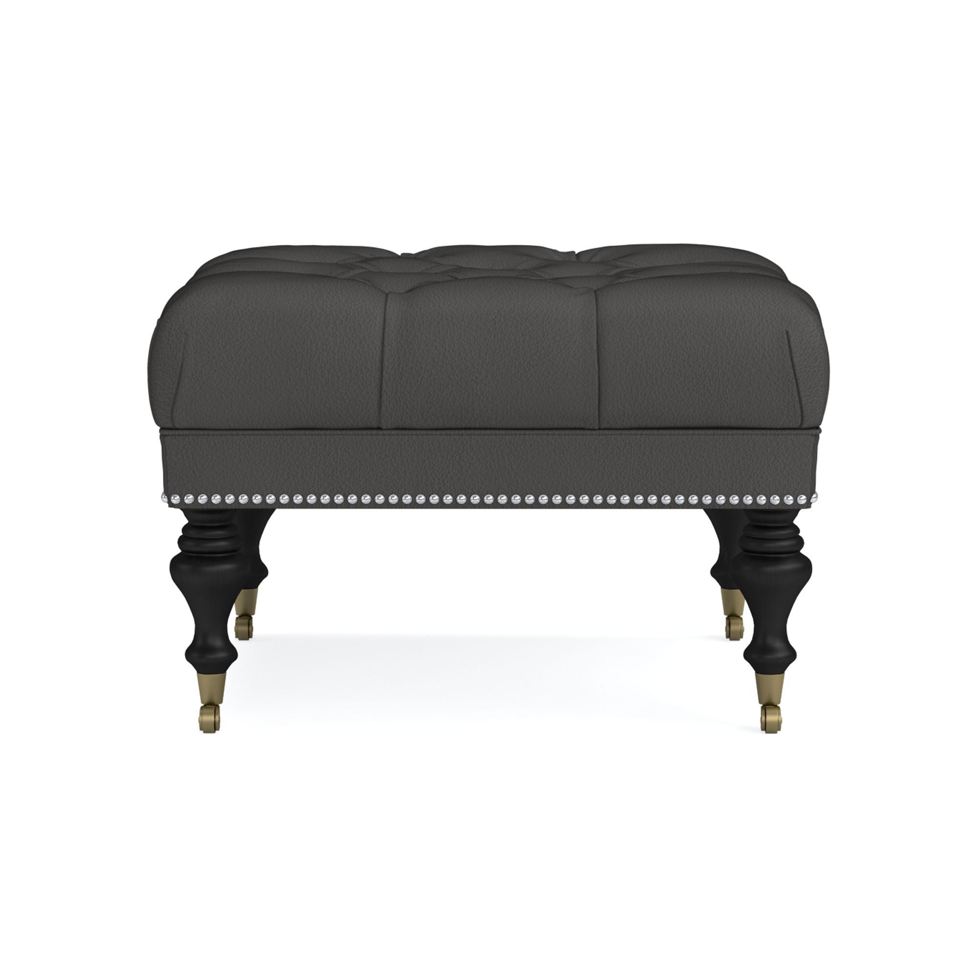 Fairfax Square Ottoman, Turned Leg with Tufted Top (26