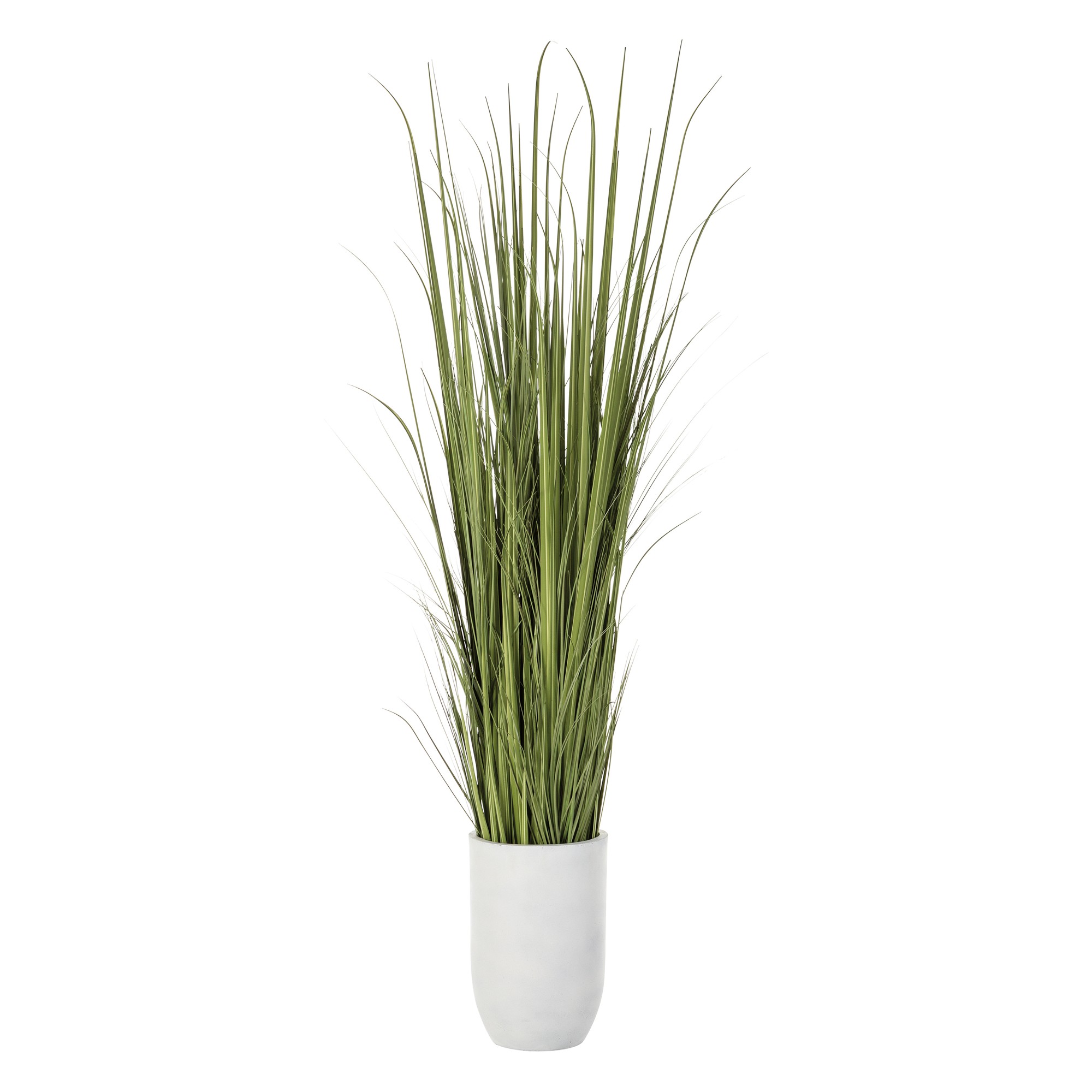 Faux Wild Grass in White Cement Planter, 84