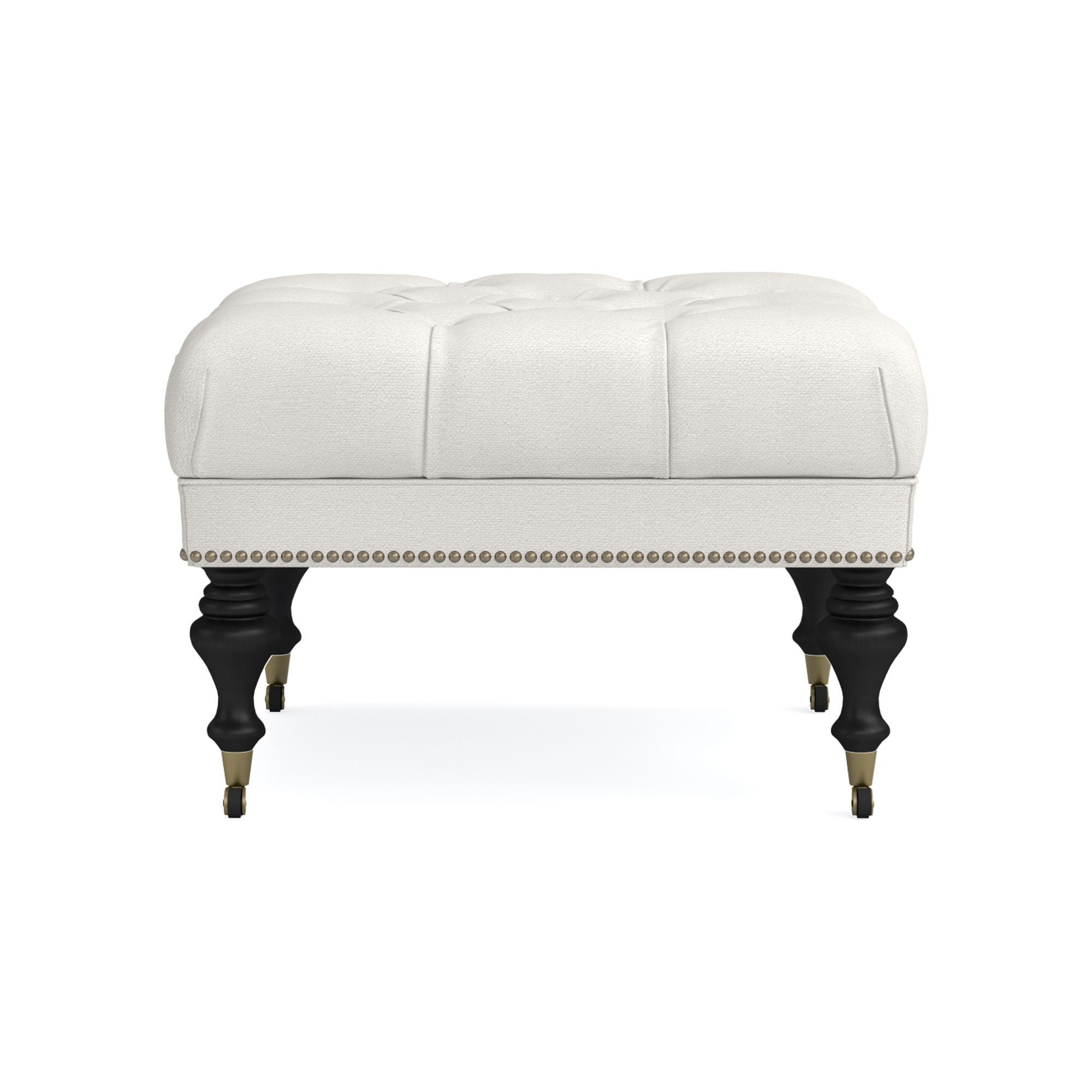 Fairfax Square Ottoman, Turned Leg with Tufted Top (26