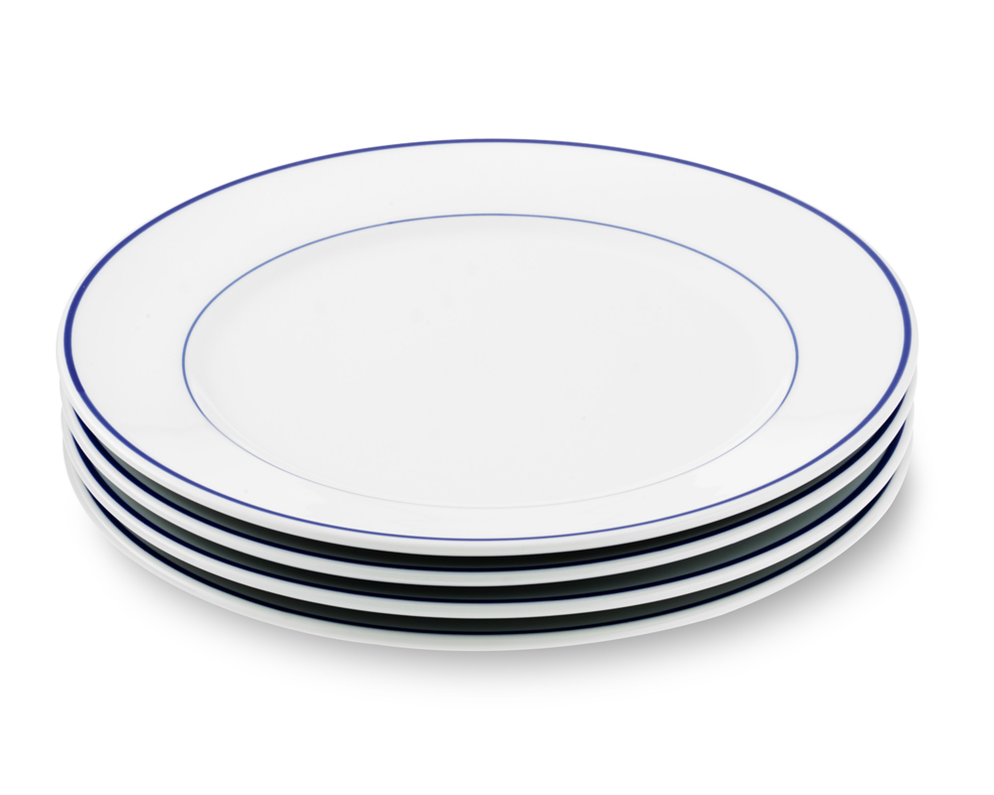 Apilco Tradition Blue-Banded Dinner Plates, Set of 4