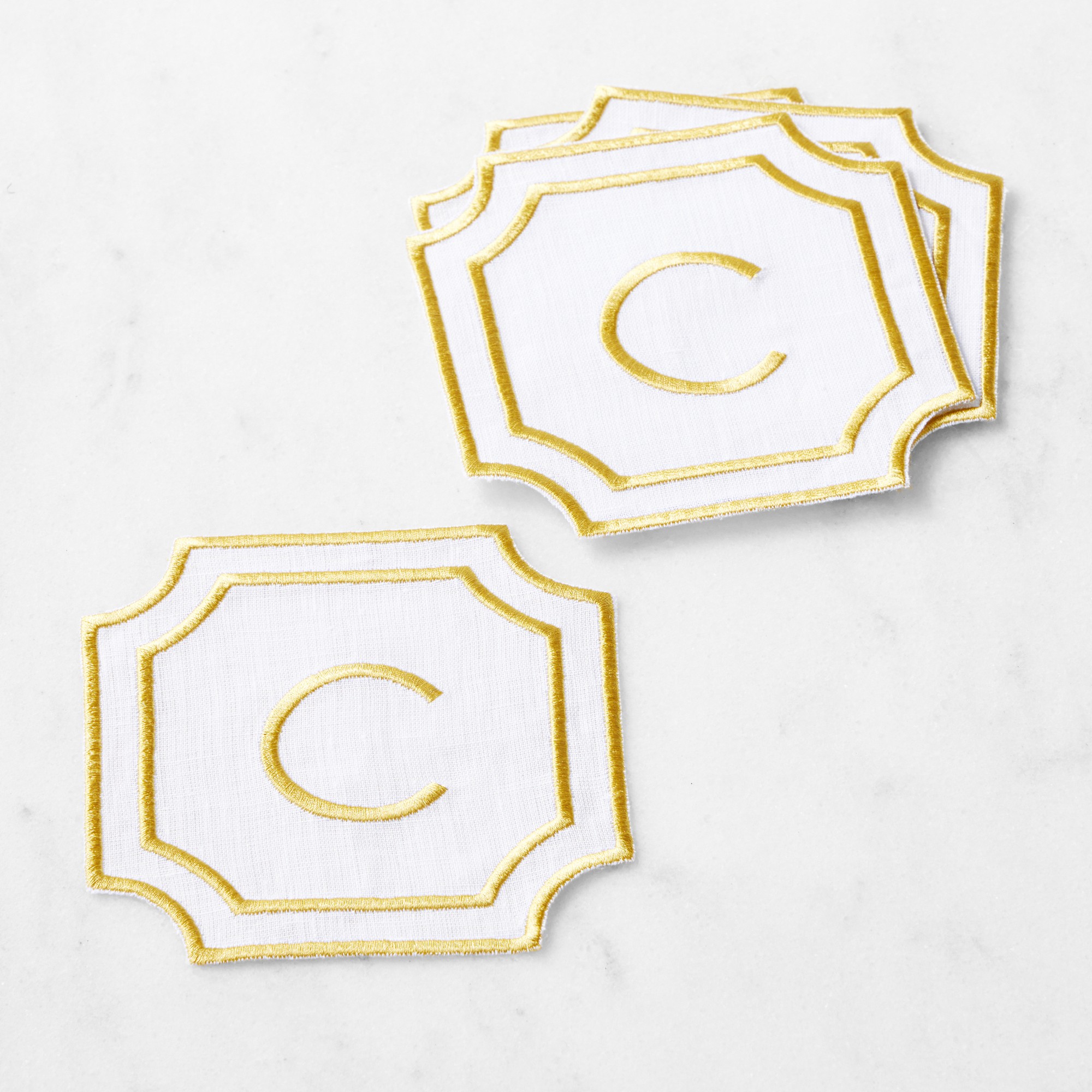 Cartouche Monogram Coasters, Set of 4