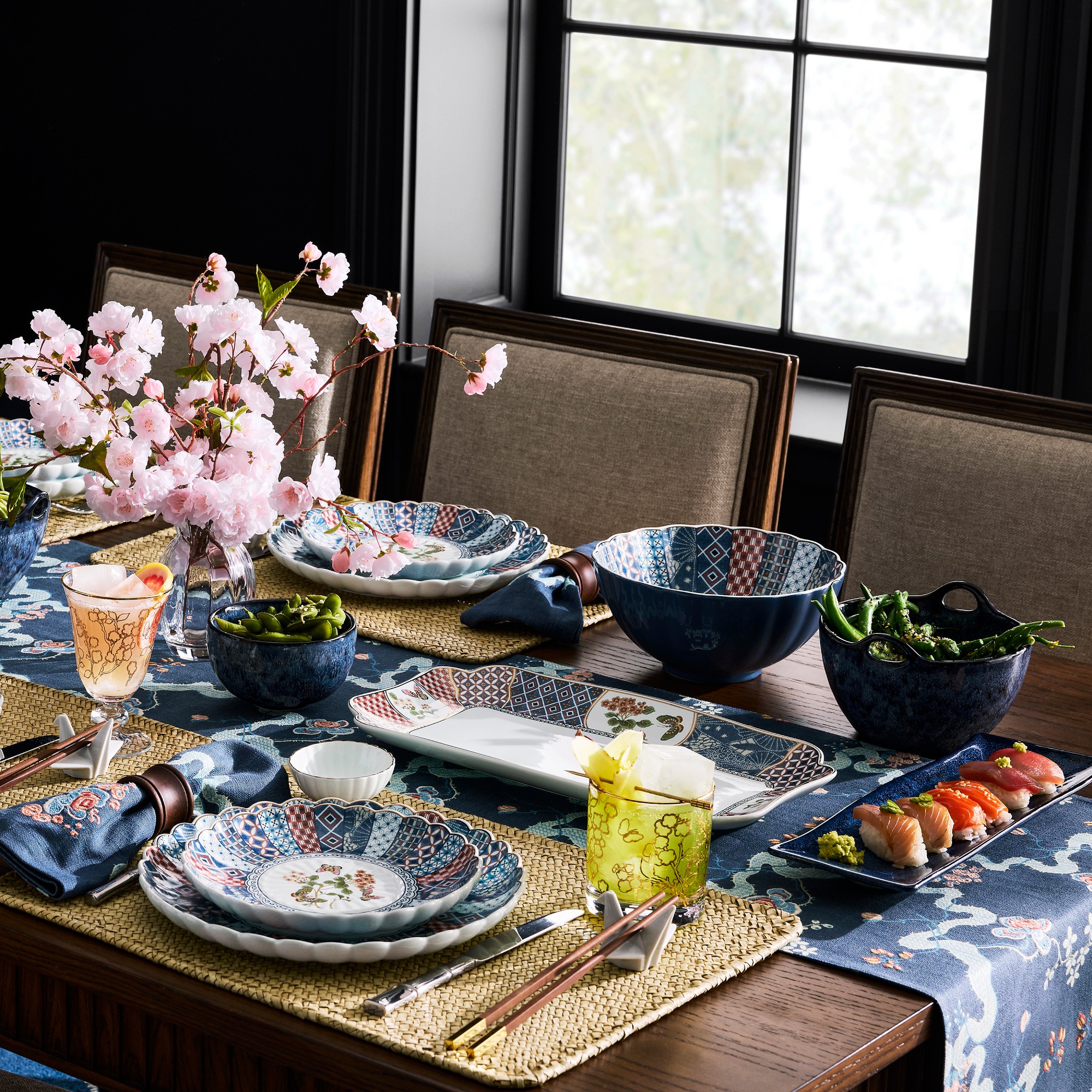 Embroidered Blossom Table Runner