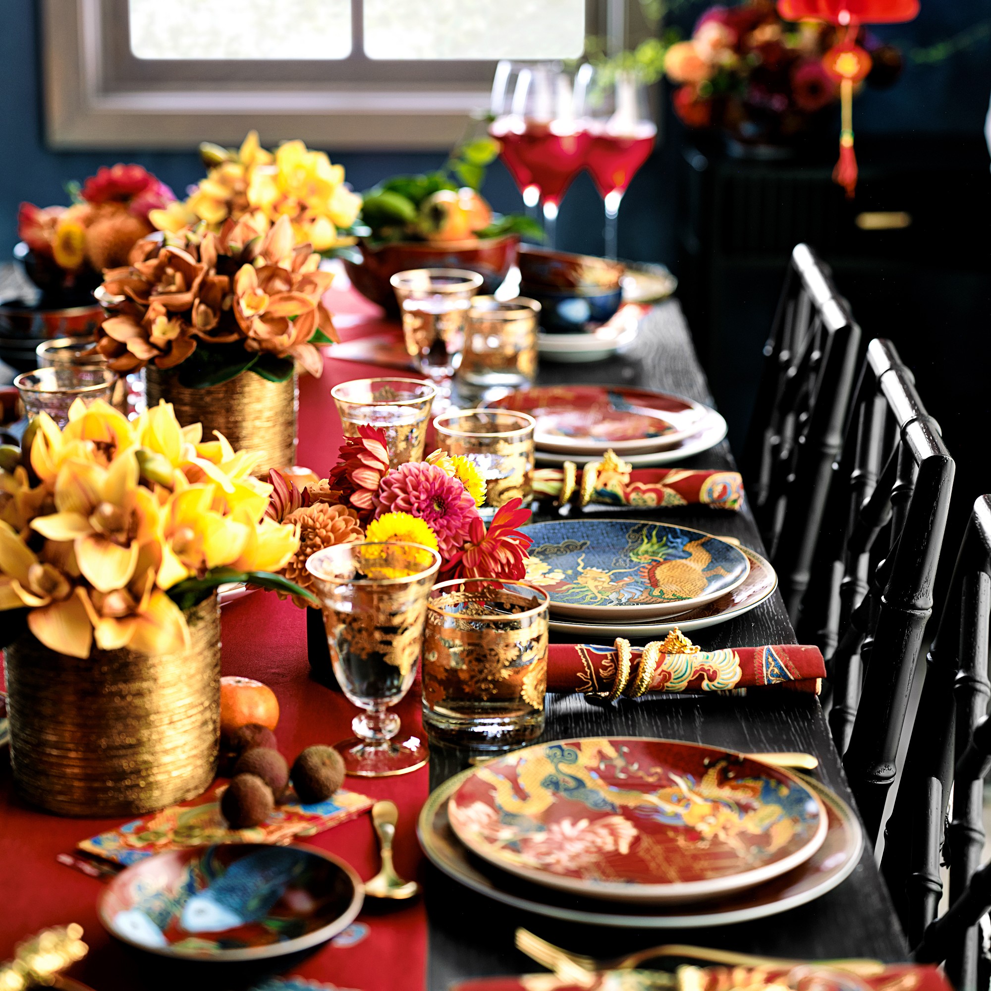 Lunar Dragon Embroidered Napkins, Set of 4