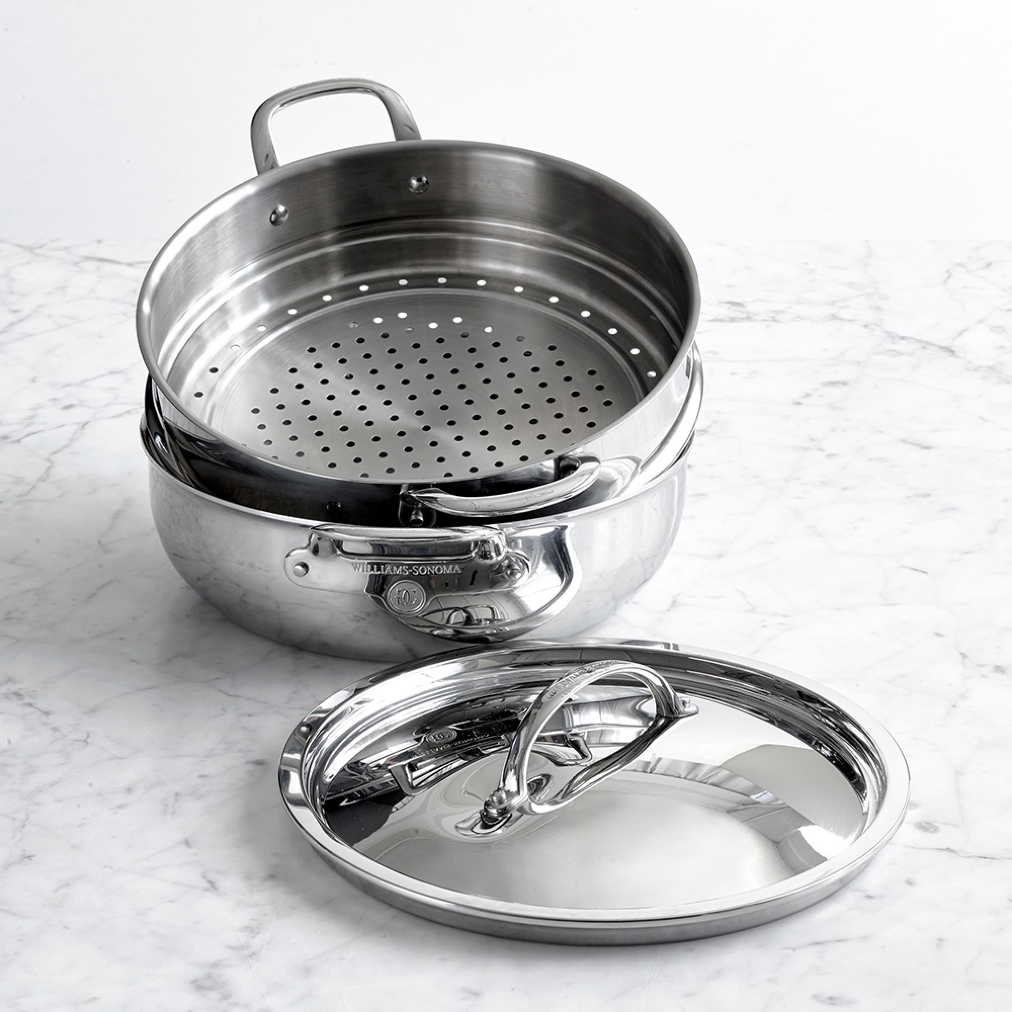 Williams Sonoma Signature Thermo-Clad™ Stainless Steel Braiser with Steamer Insert