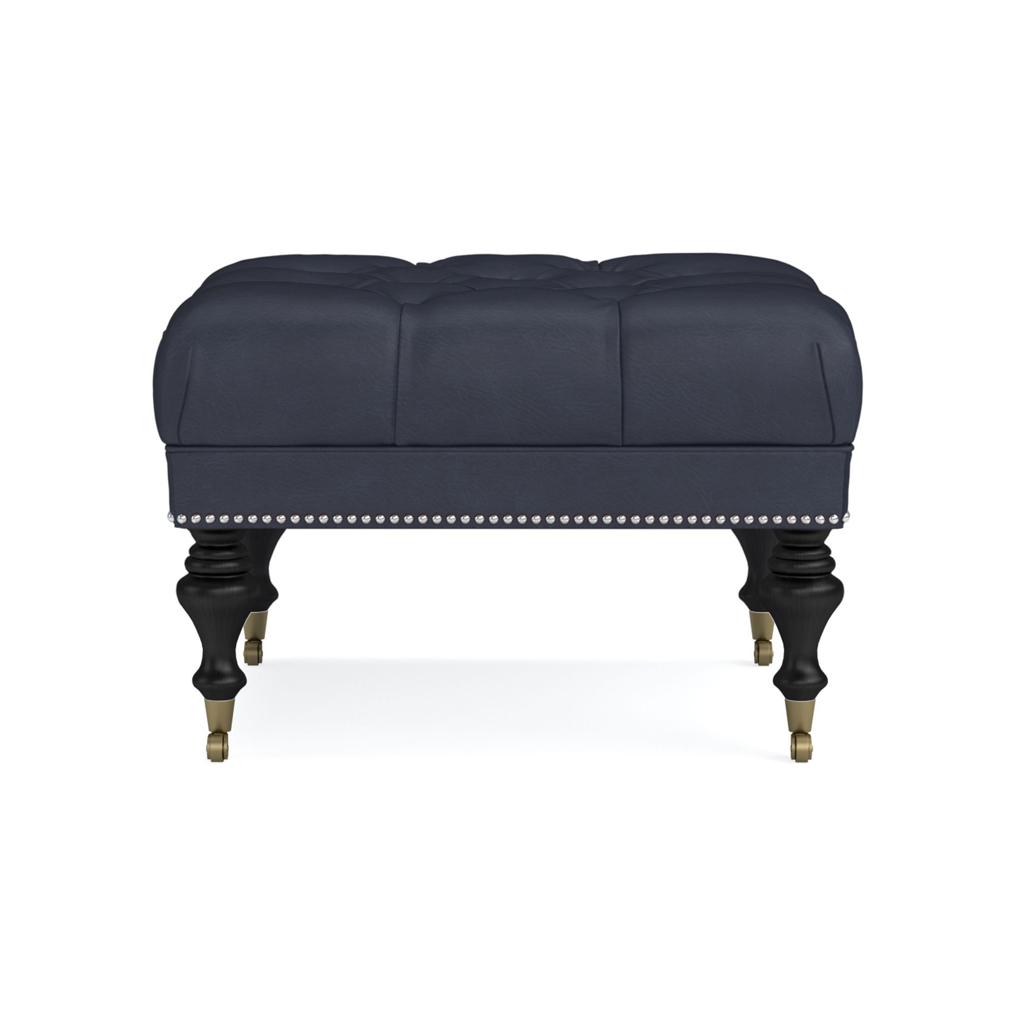 Fairfax Square Ottoman, Turned Leg with Tufted Top (26