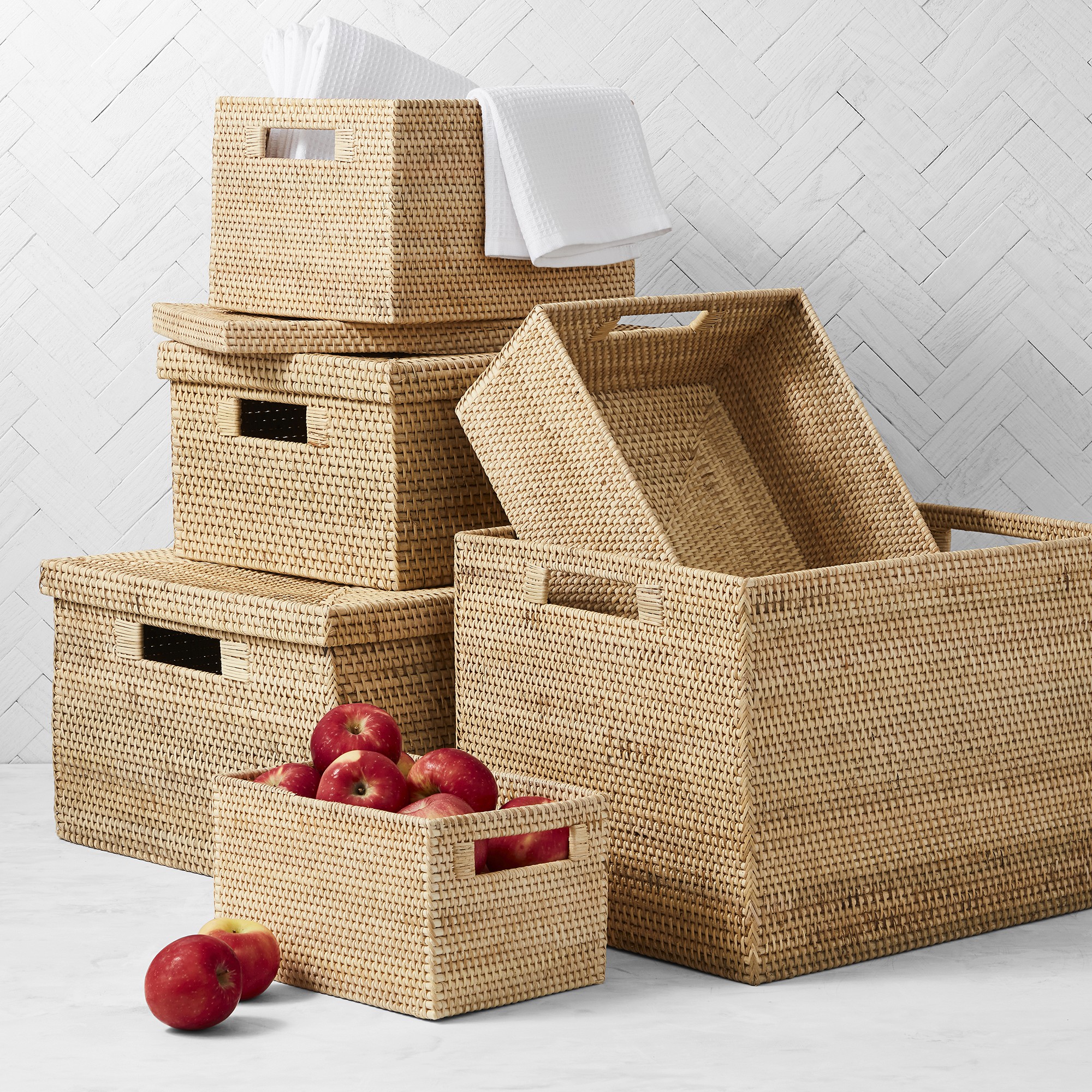 Hold Everything Rattan Lidded Baskets