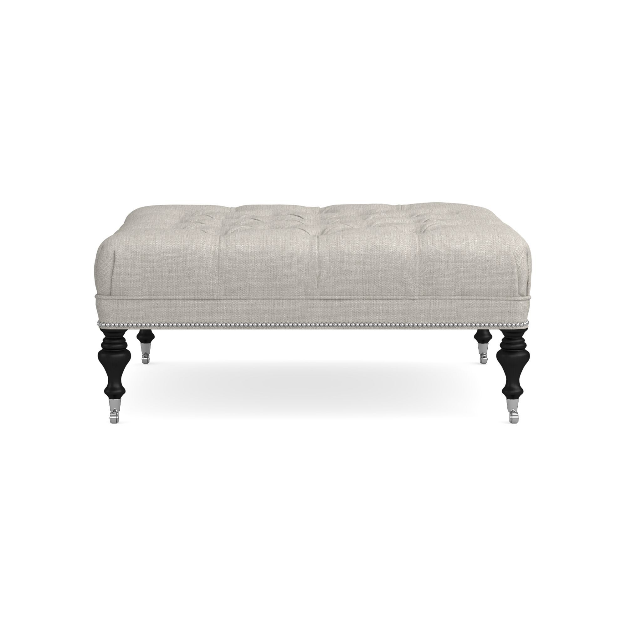 Fairfax Square Ottoman, Turned Leg with Tufted Top (26